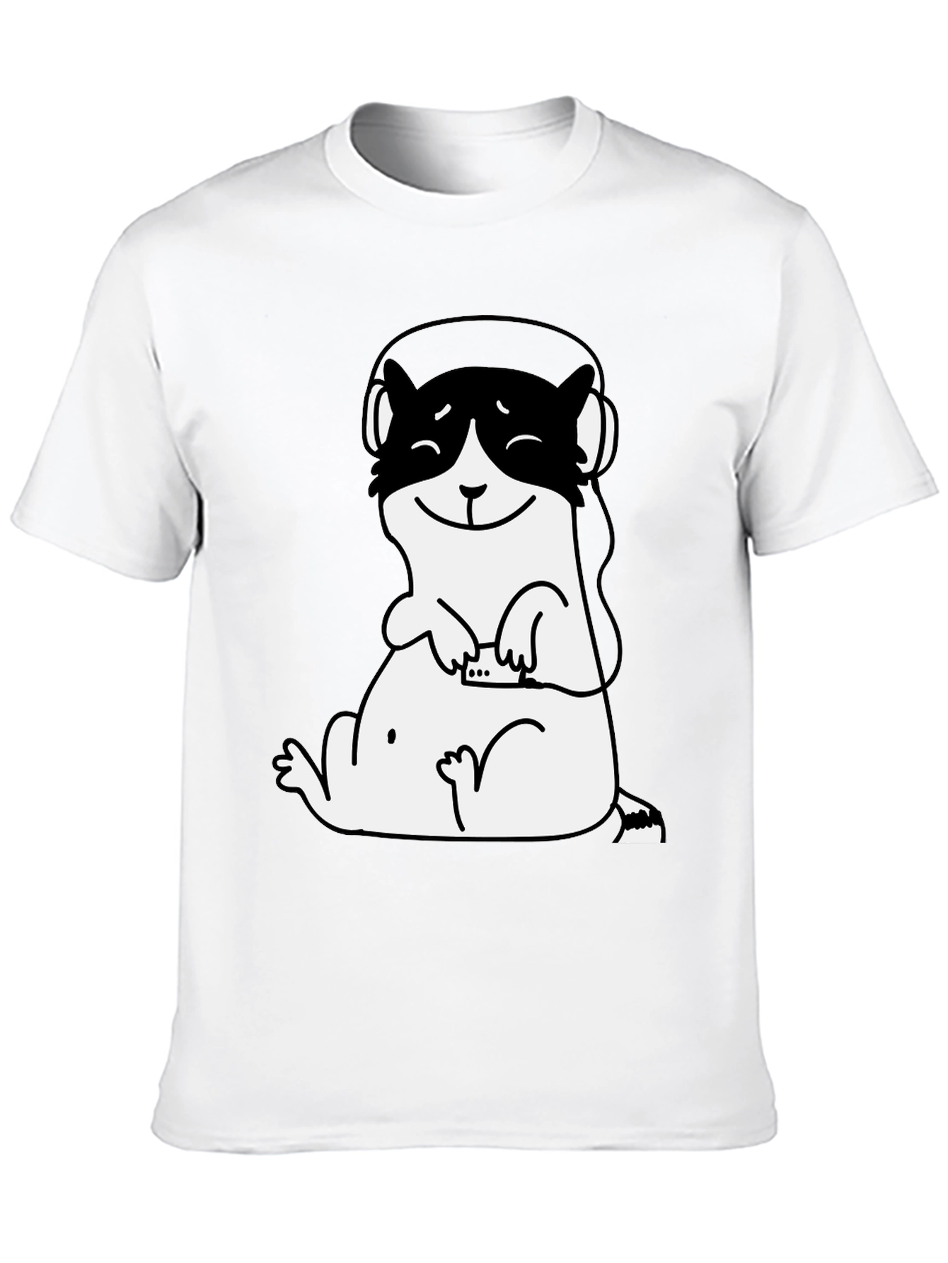 Black Cute Otter DJ Graphic Tee - Black Cotton T-Shirt view 10