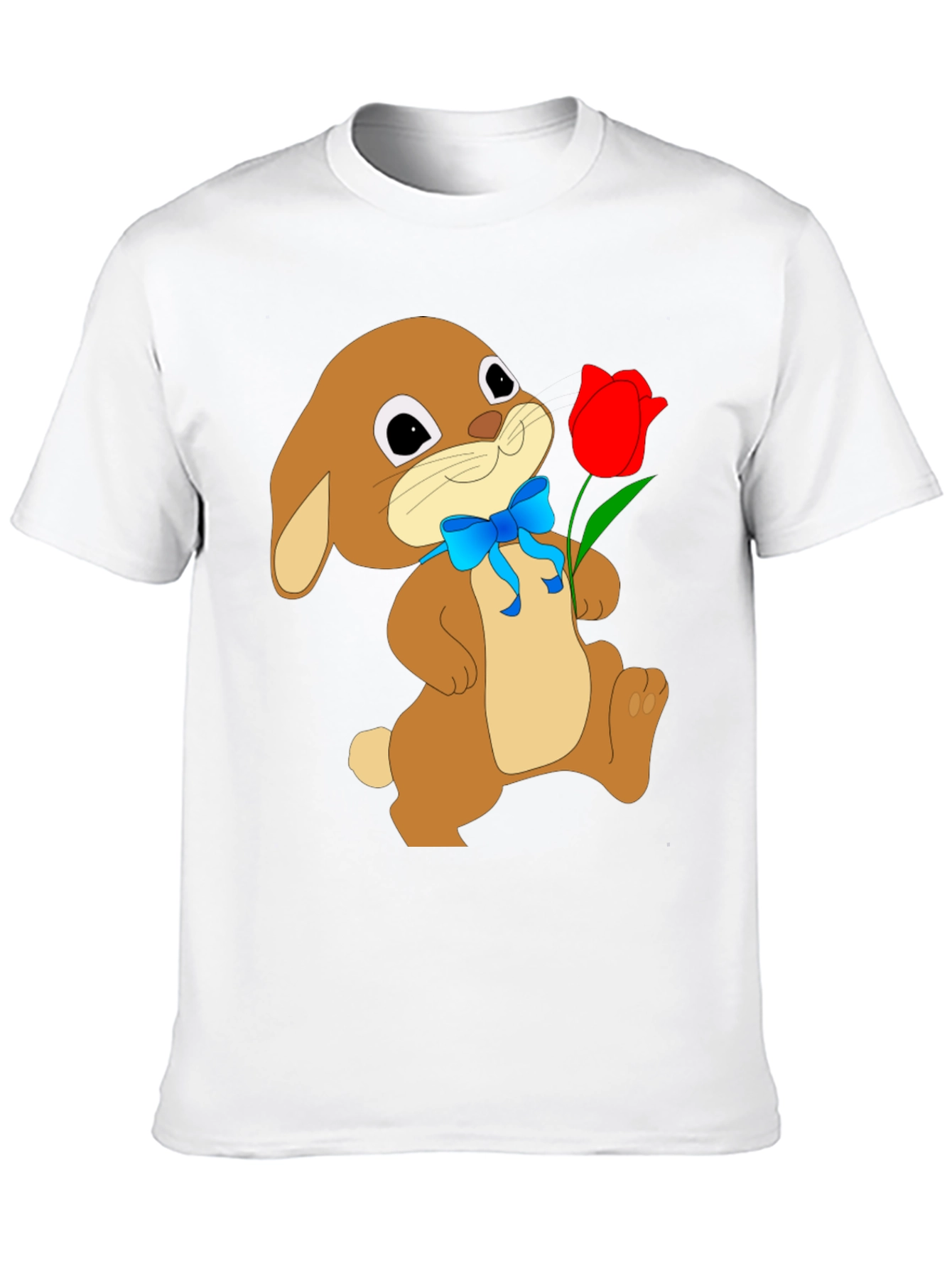 Black Bunny & Tulip Graphic Tee - Soft Black Cotton view 10