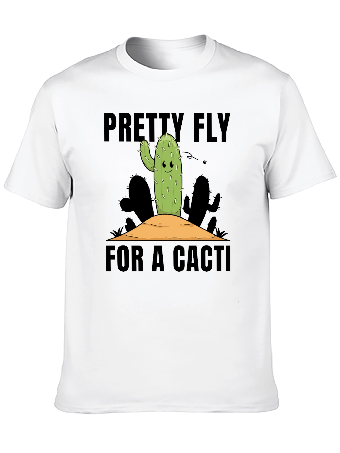 Black Pretty Fly Cactus Graphic Tee - Black Cotton Shirt view 10