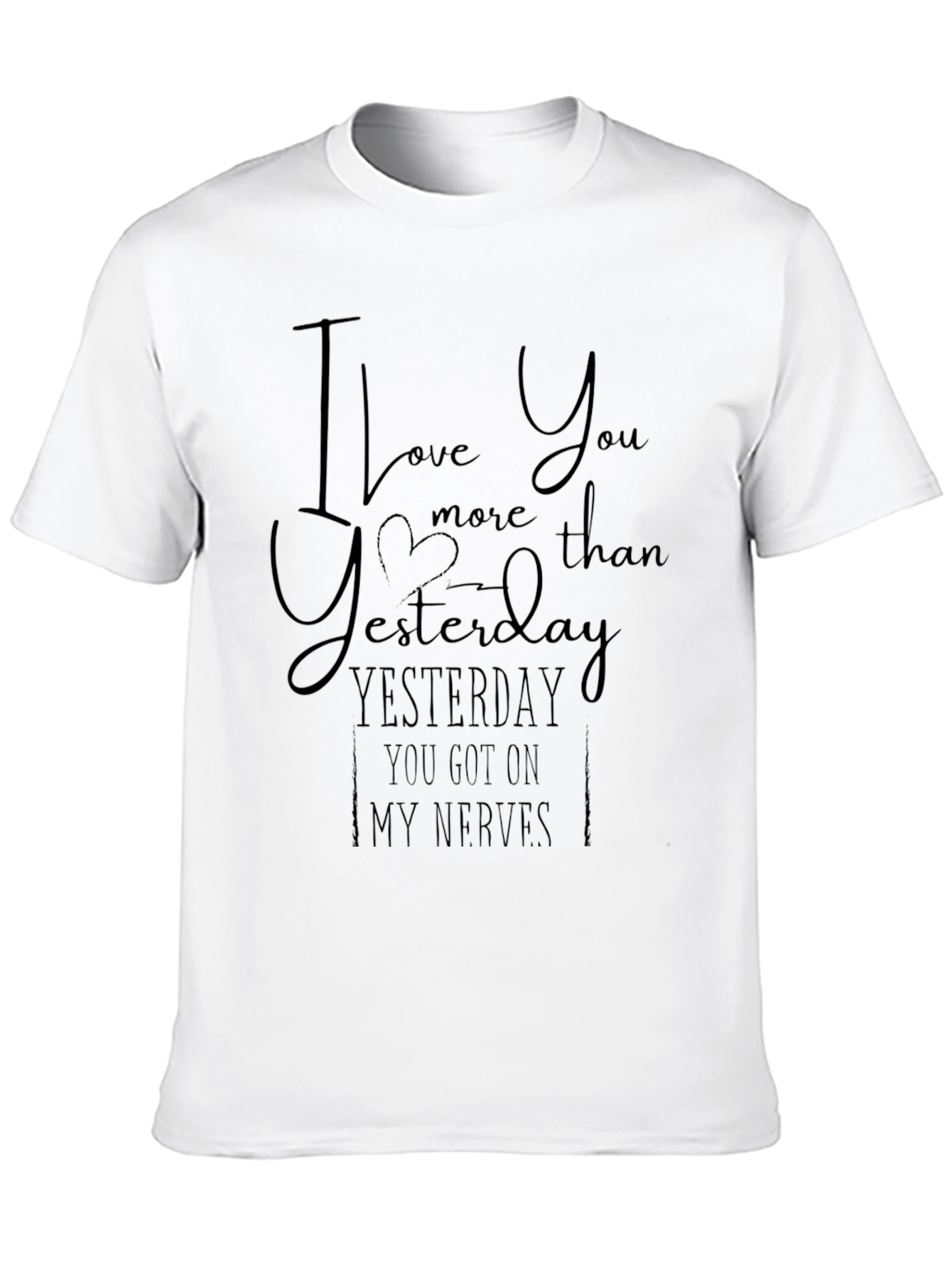 Black I Love You More Yesterday Men's Black T-Shirt view 10