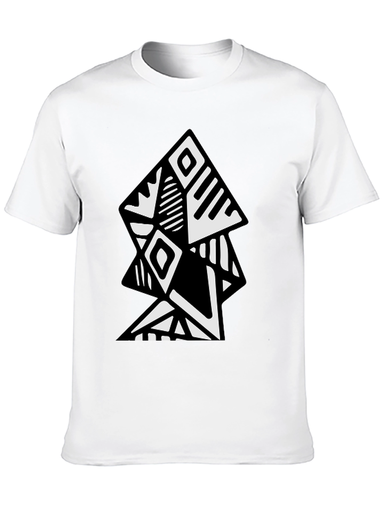 Black Geometric Tribal Art Black T-Shirt view 10