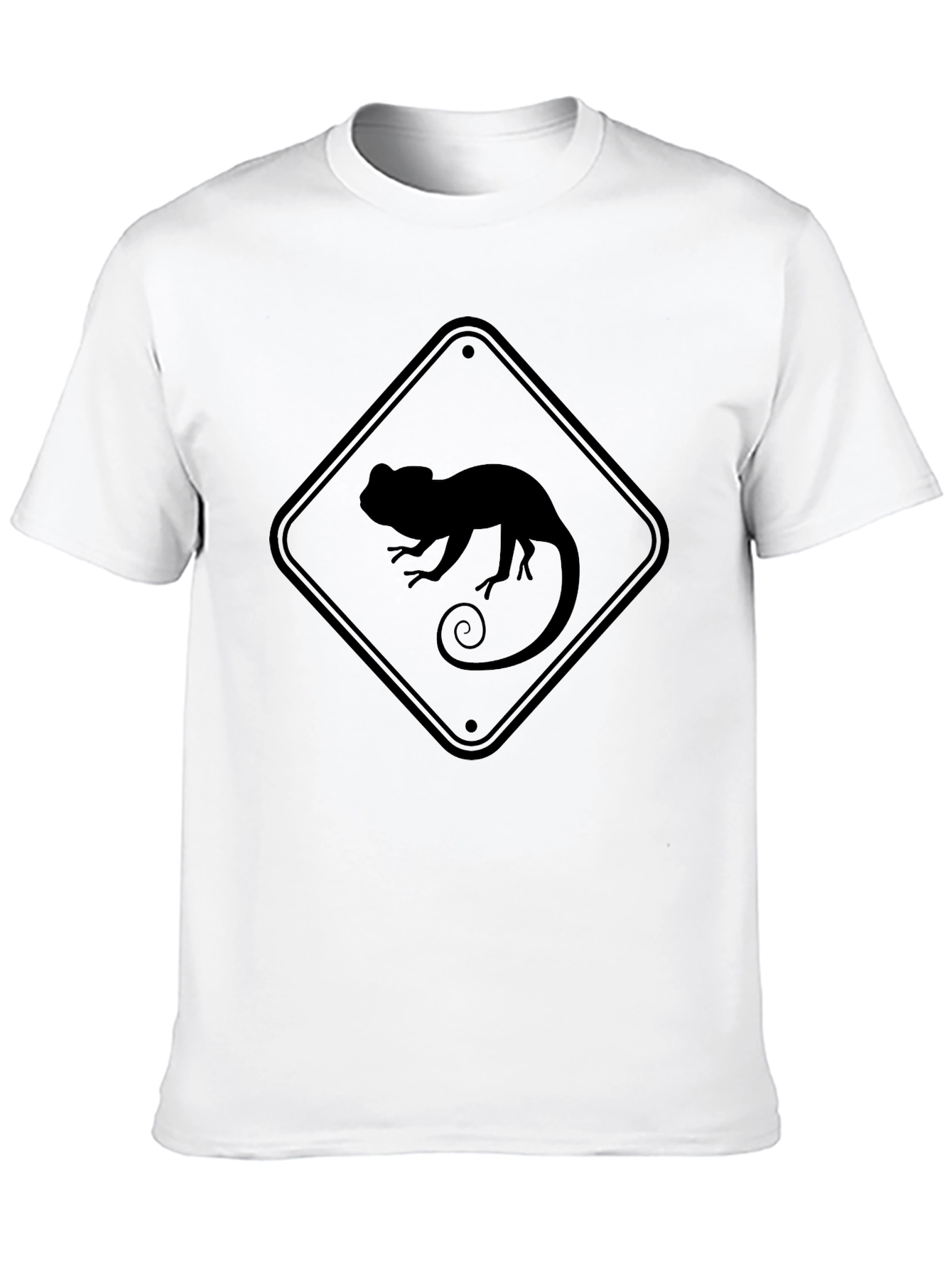 Black Chameleon Crossing Men's Black T-Shirt view 10