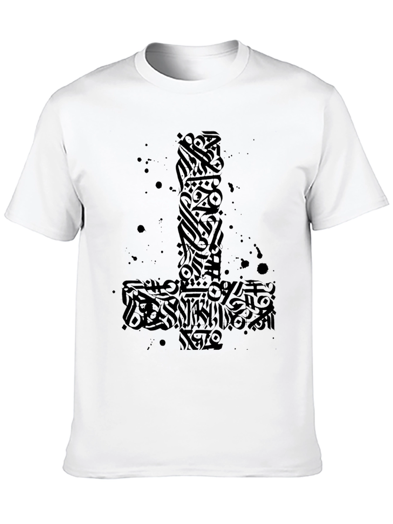 Black Inverted Cross Graphic Tee - Black view 10