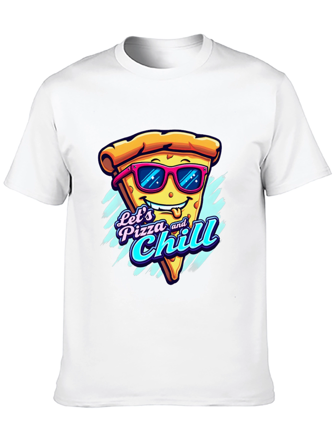 Black Let's Pizza and Chill Funny Graphic Tee view 10