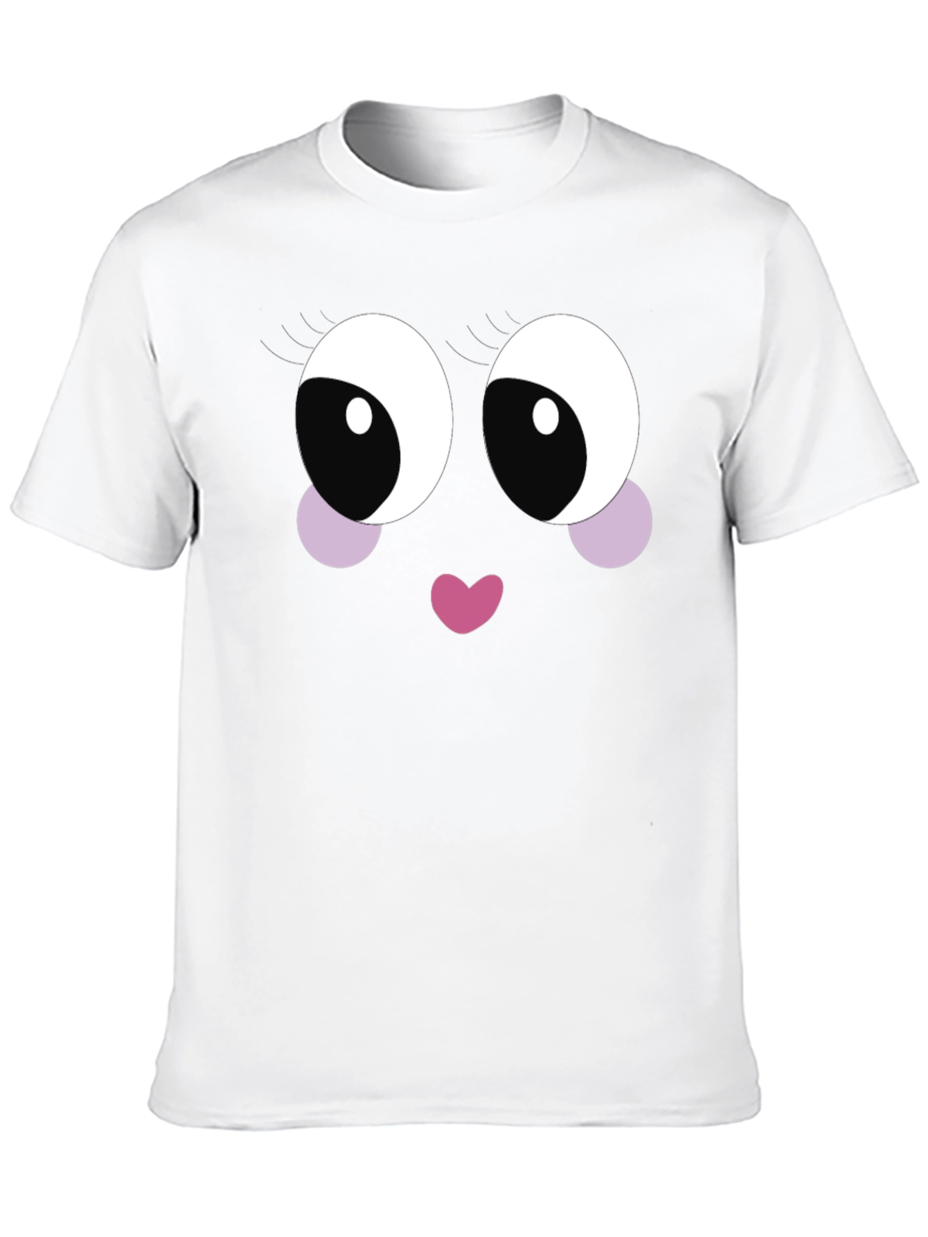 Black Cute Cartoon Face Black T-Shirt view 10