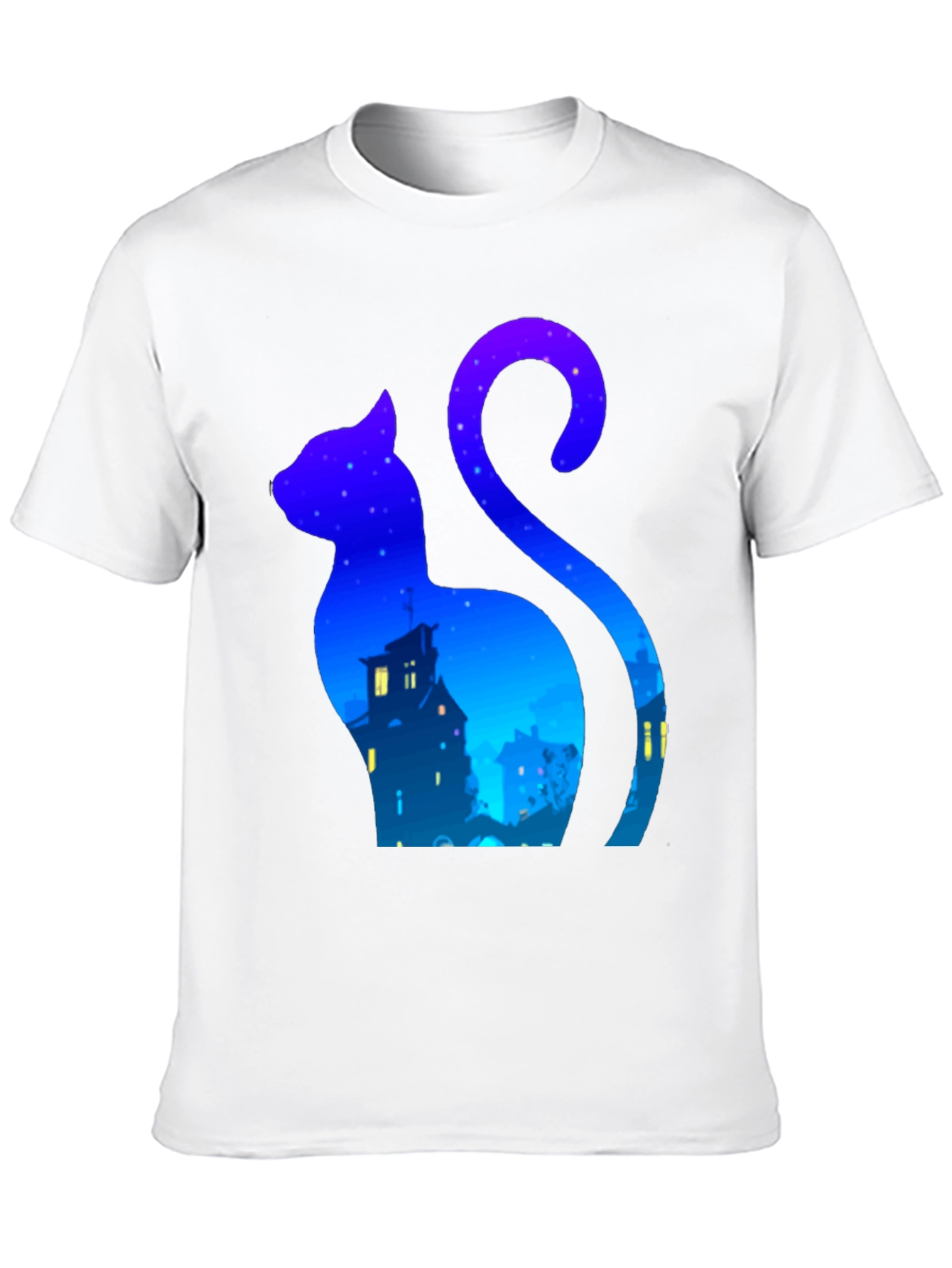 Black Cat Silhouette Night Sky T-Shirt - Urban Style view 10