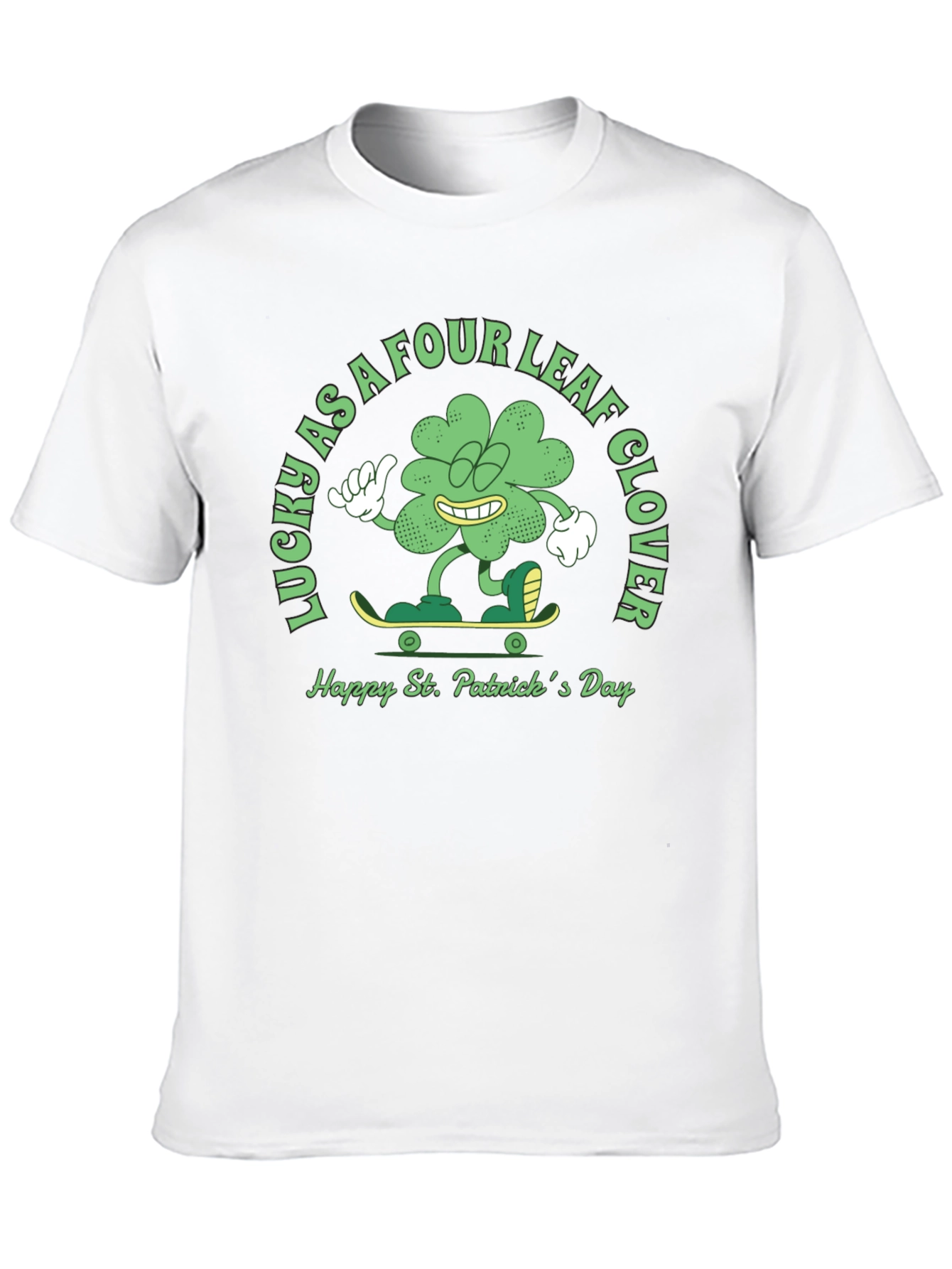 Black Lucky Four Leaf Clover St. Patrick's Day T-Shirt view 10