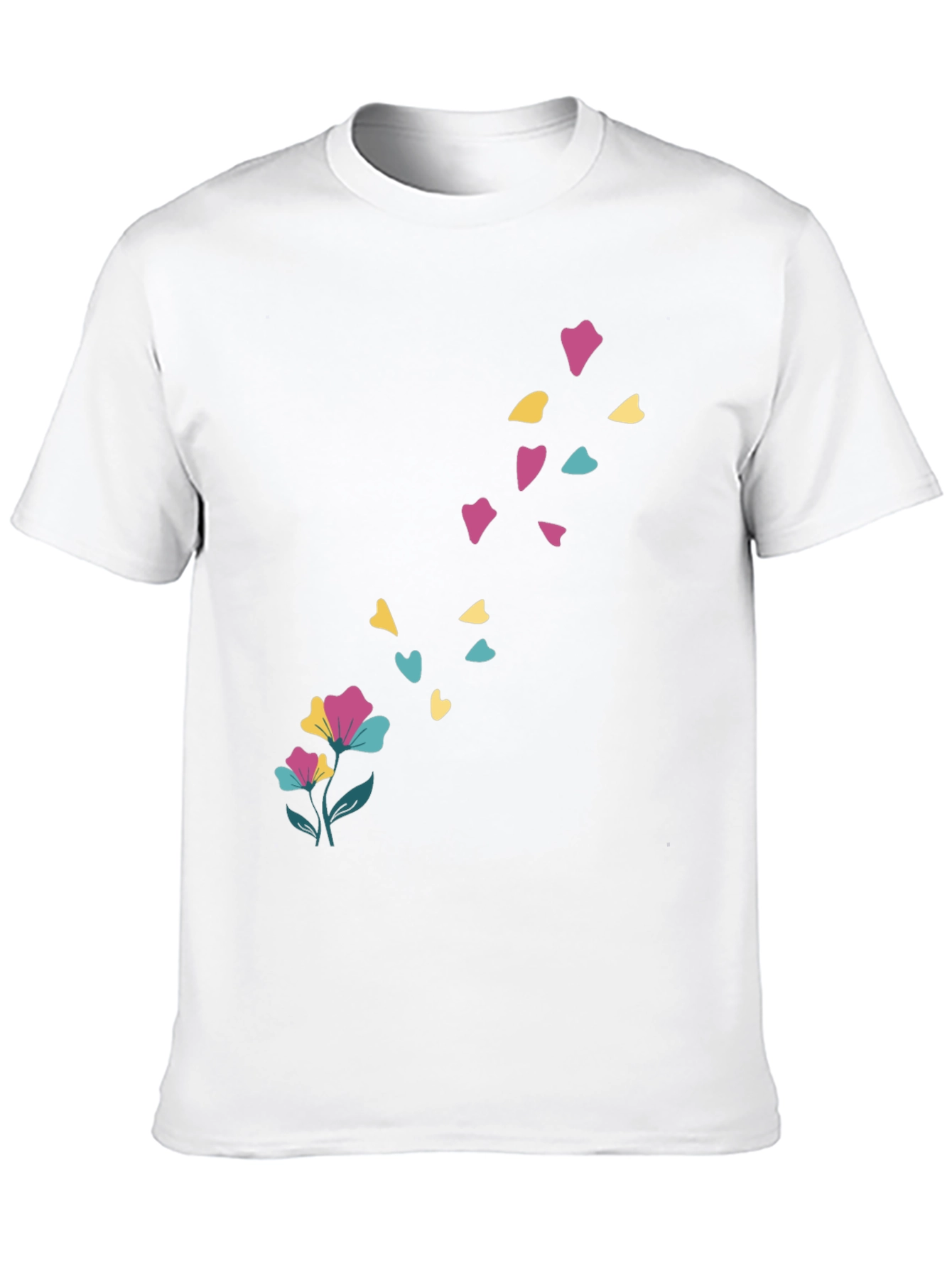 Black Floral Heart Petal Black T-Shirt view 10