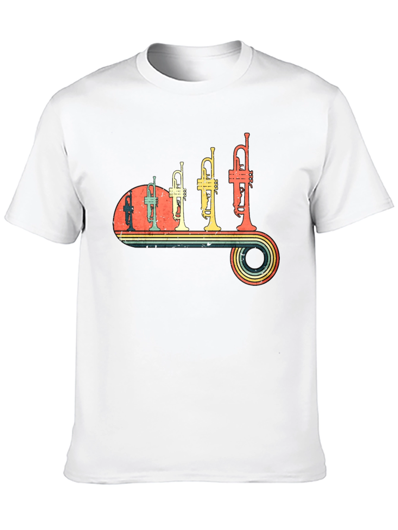 Black Retro Trumpet Music T-Shirt view 10