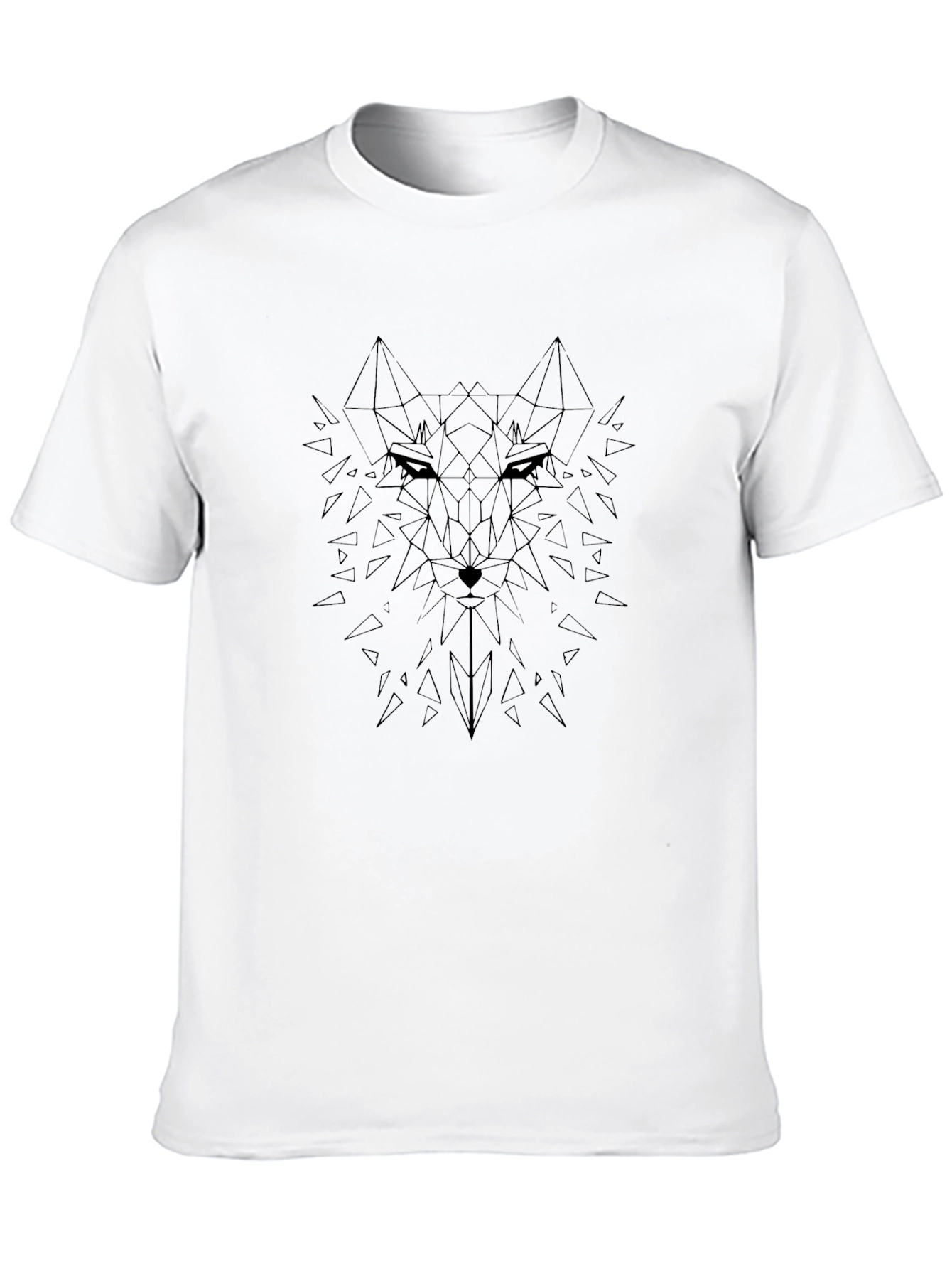 Black Geometric Wolf Head Black T-Shirt view 10