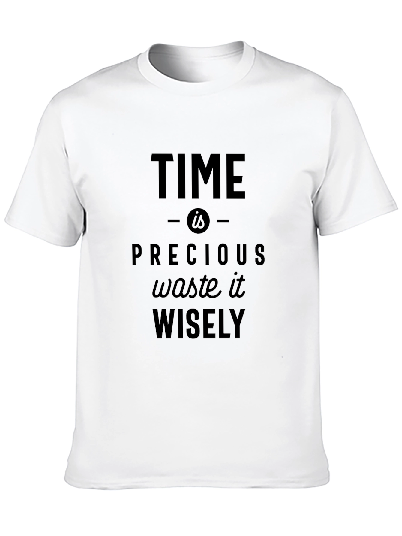 Black Time is Precious Slogan Black Graphic T-Shirt view 10