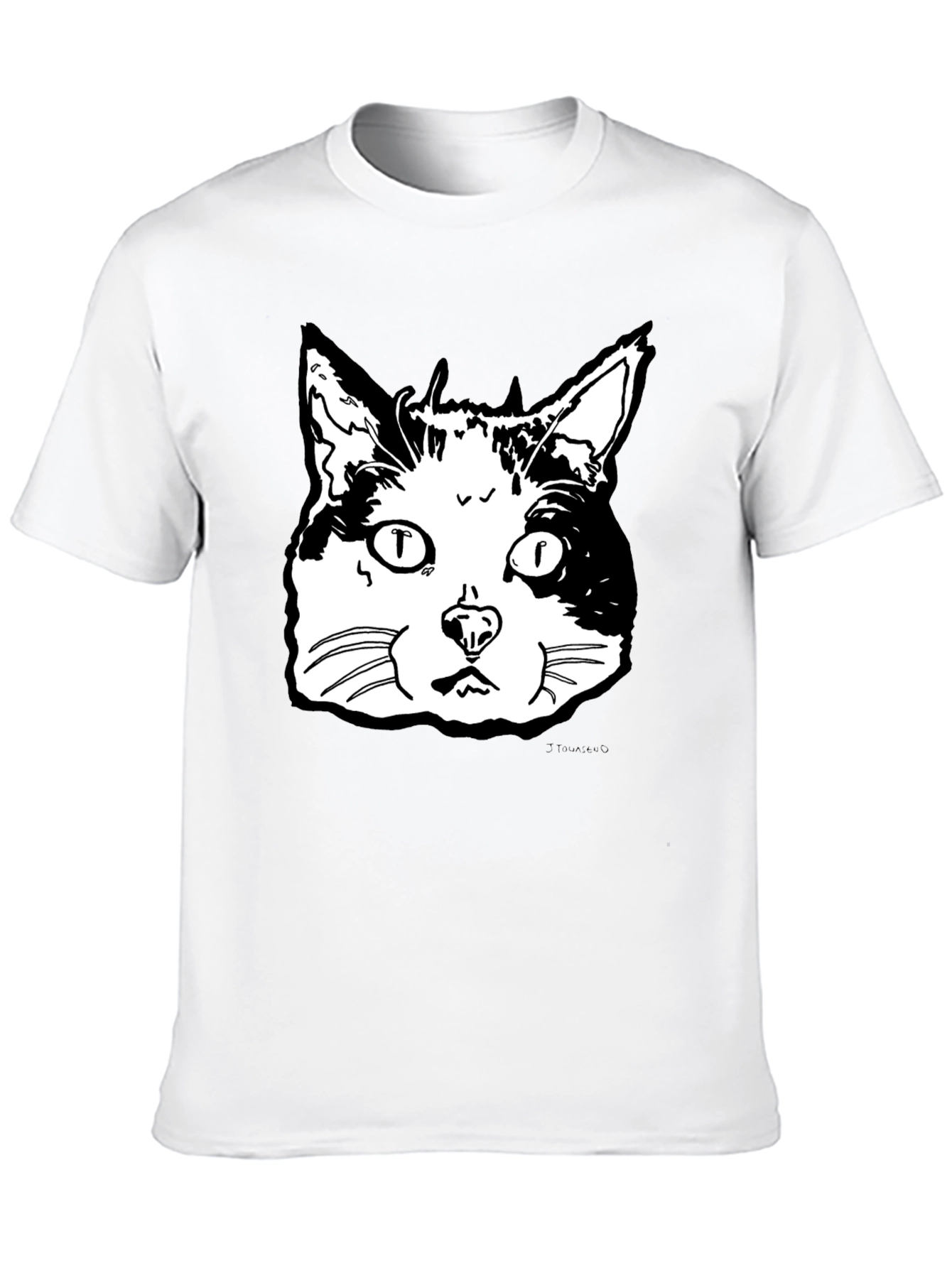 Black Cat Face Graphic T-Shirt - Black view 10