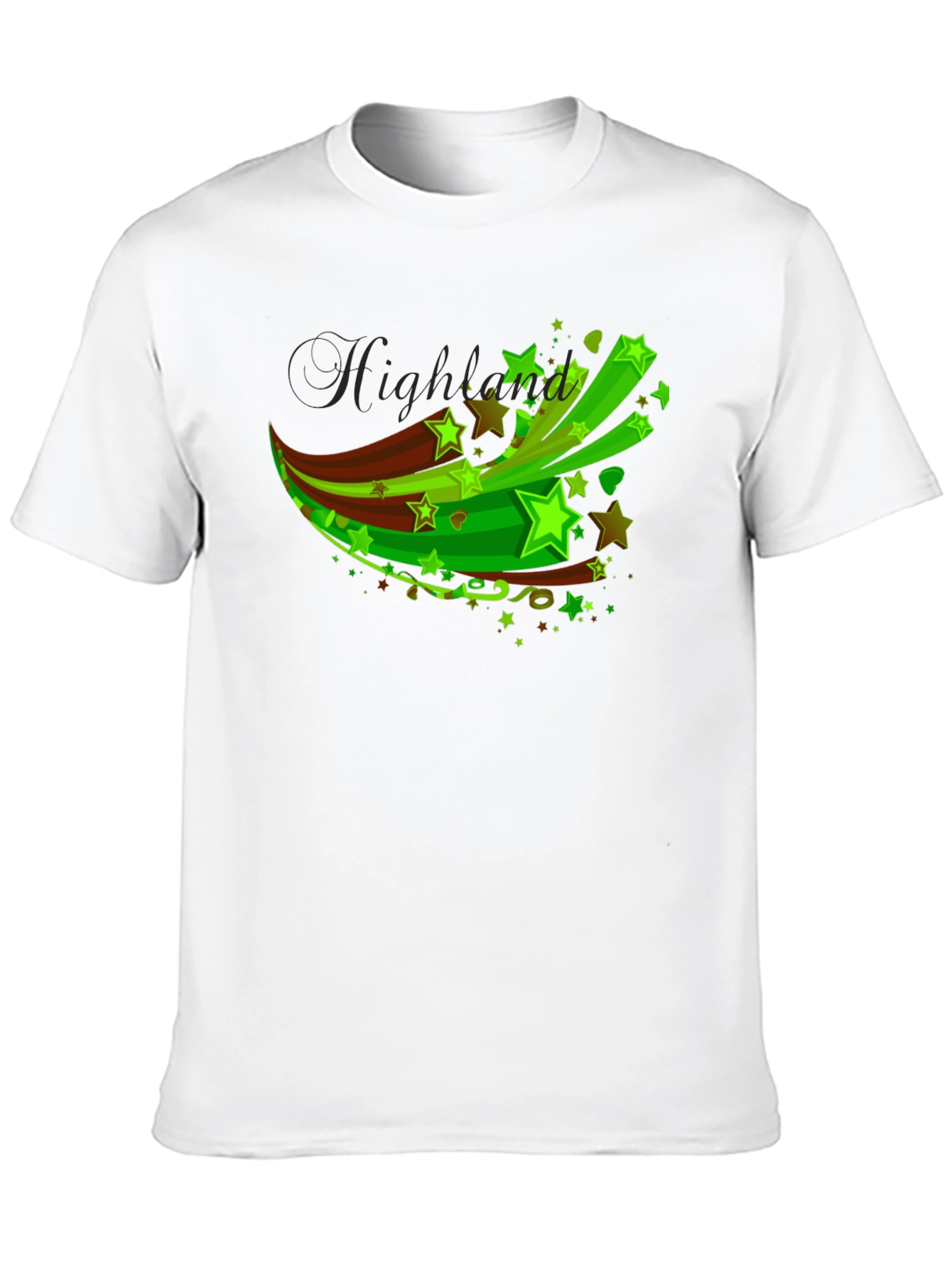 Black Men's Black T-Shirt with Green Star Graphic view 10