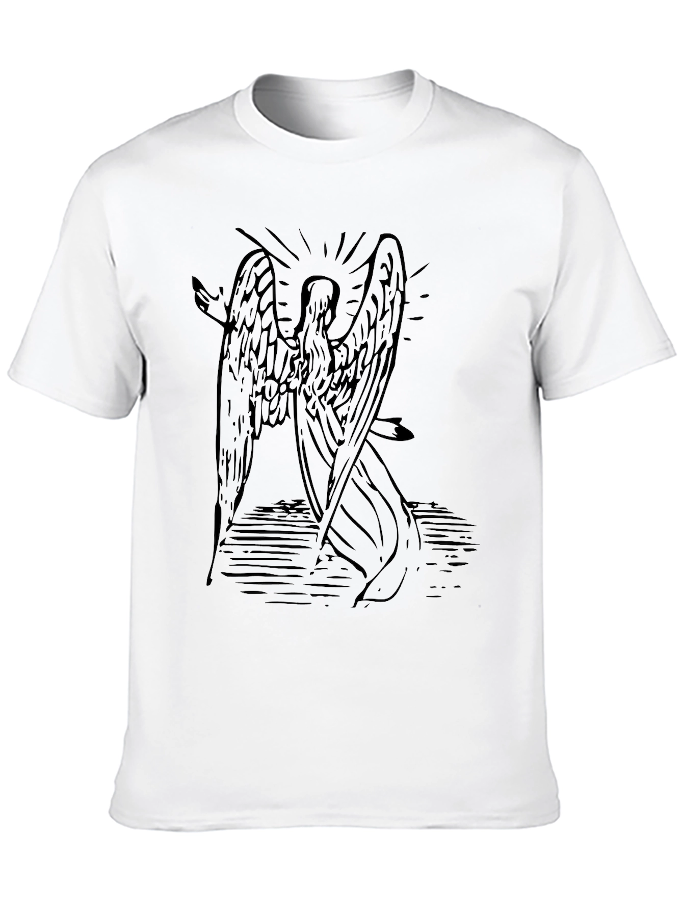 Black Angel Wings Graphic Print Black T-Shirt view 10