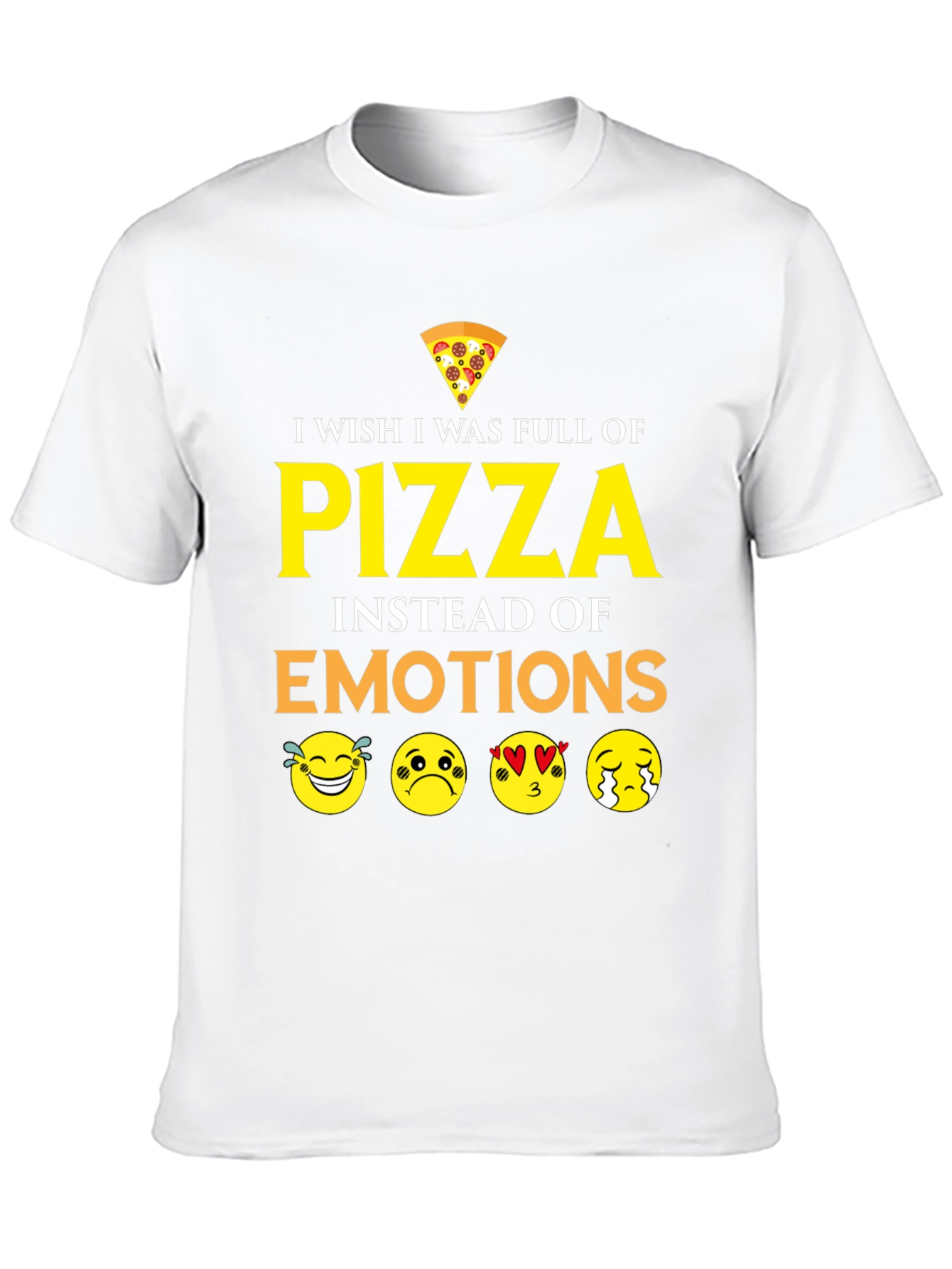Black Pizza Emotions Graphic T-Shirt - Funny Foodie Tee view 10