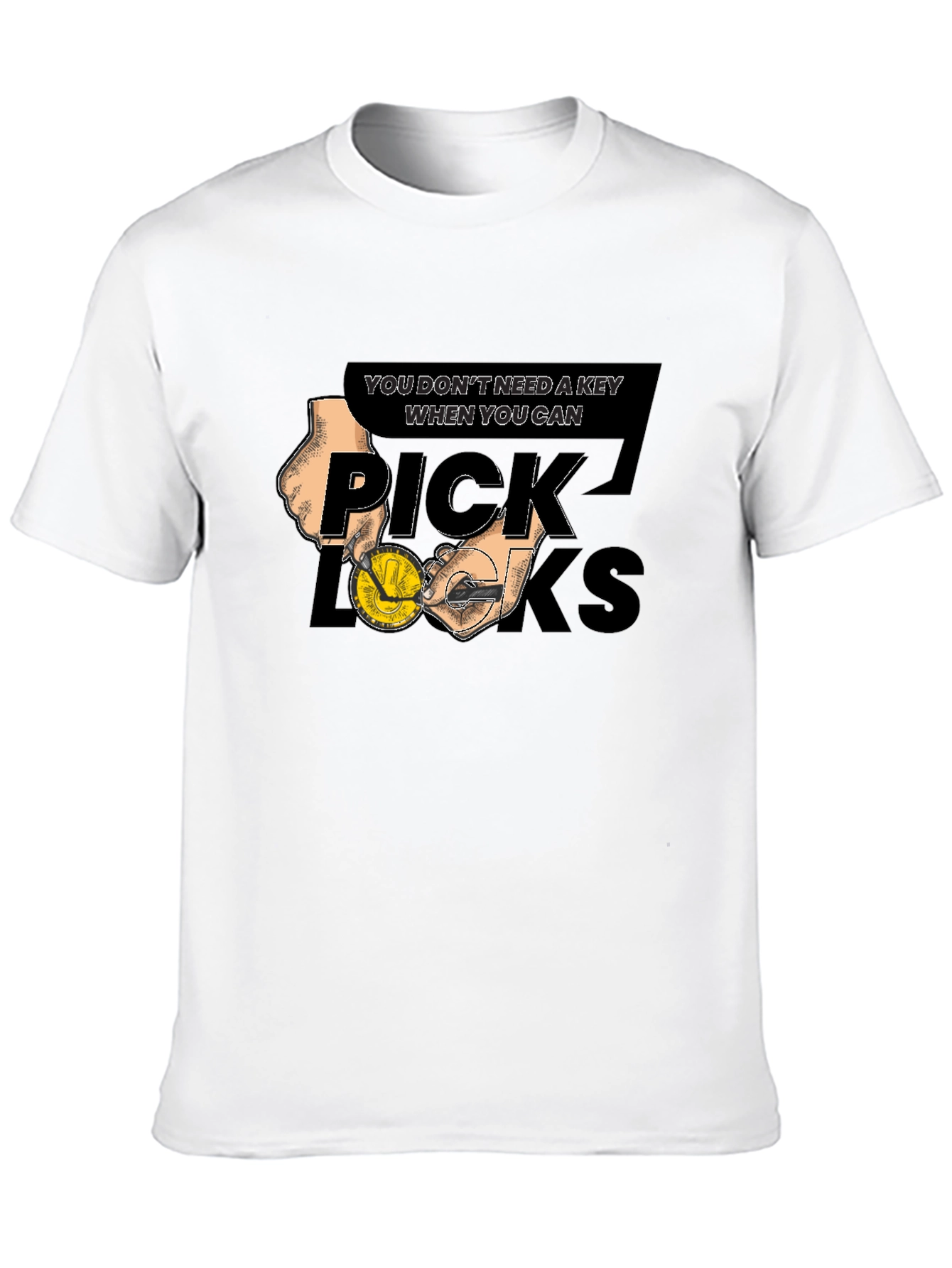 Black Pick Locks Graphic Tee - No Key Needed T-Shirt view 10
