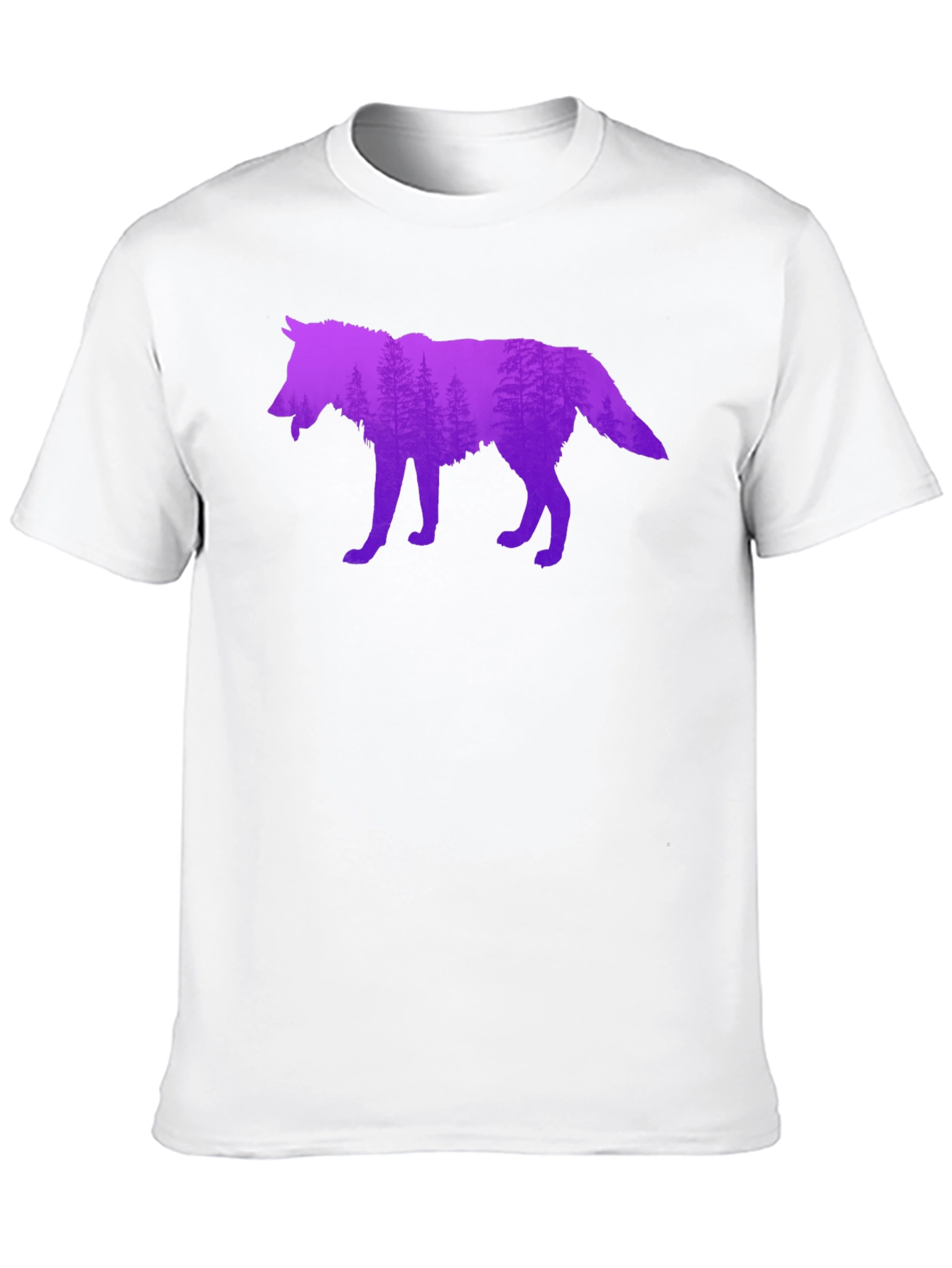 Black Wolf Silhouette Forest Graphic T-Shirt view 10