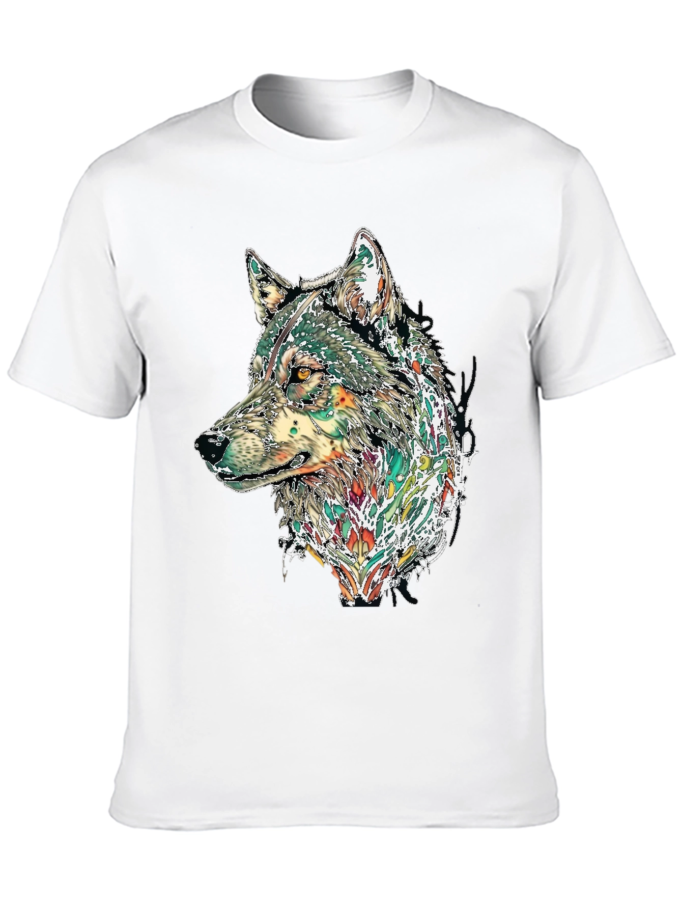Black Wolf Graphic Print Black T-Shirt view 10