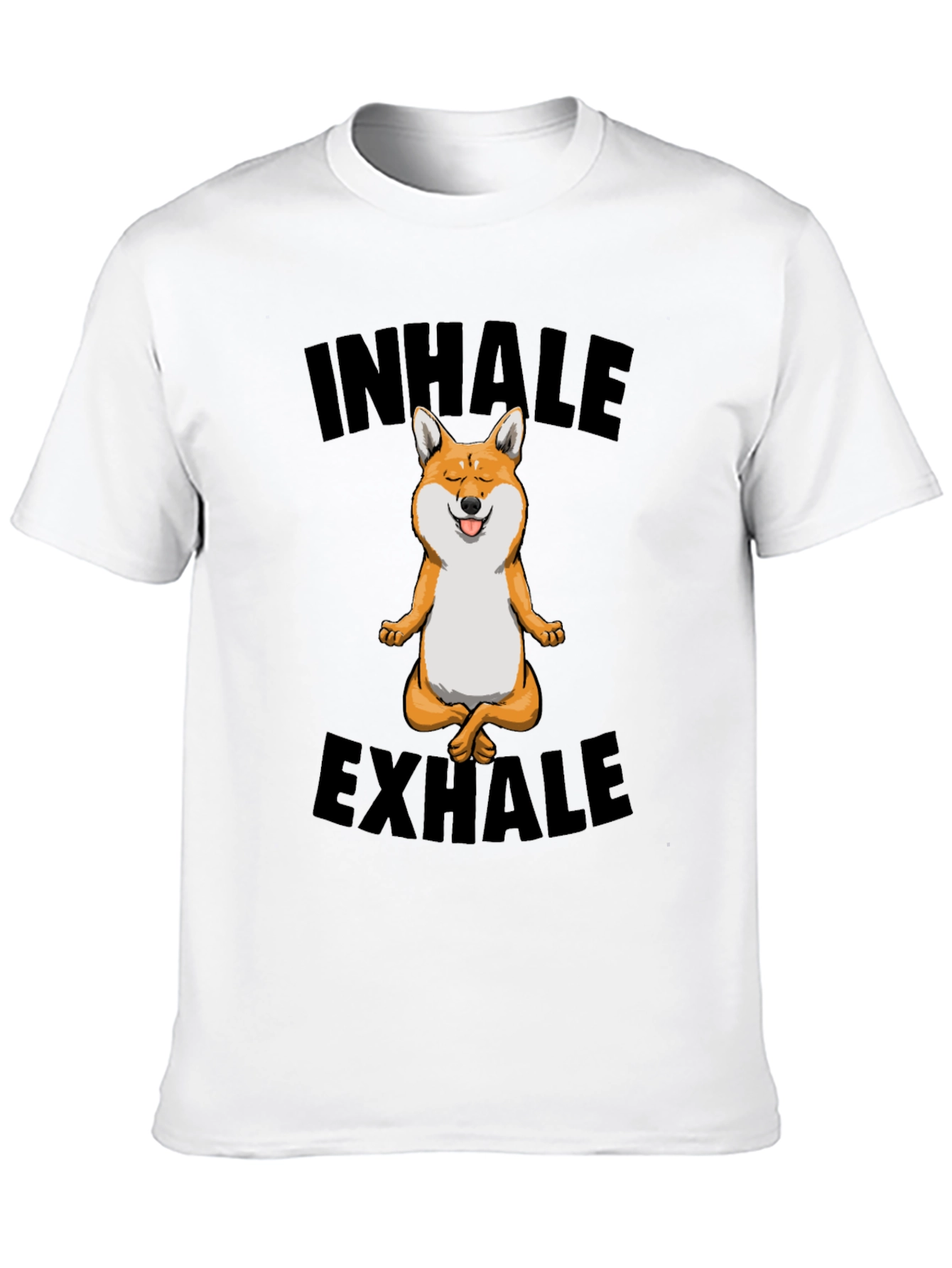 Black Yoga Dog T-Shirt - Inhale Exhale Meditation Tee view 10