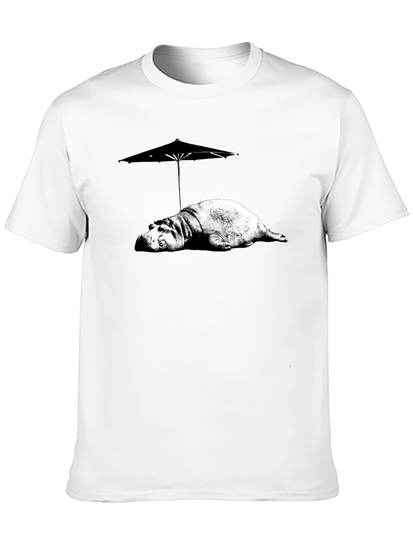 Black Hippo Under Umbrella Graphic Tee - Relaxed Summer Style view 10