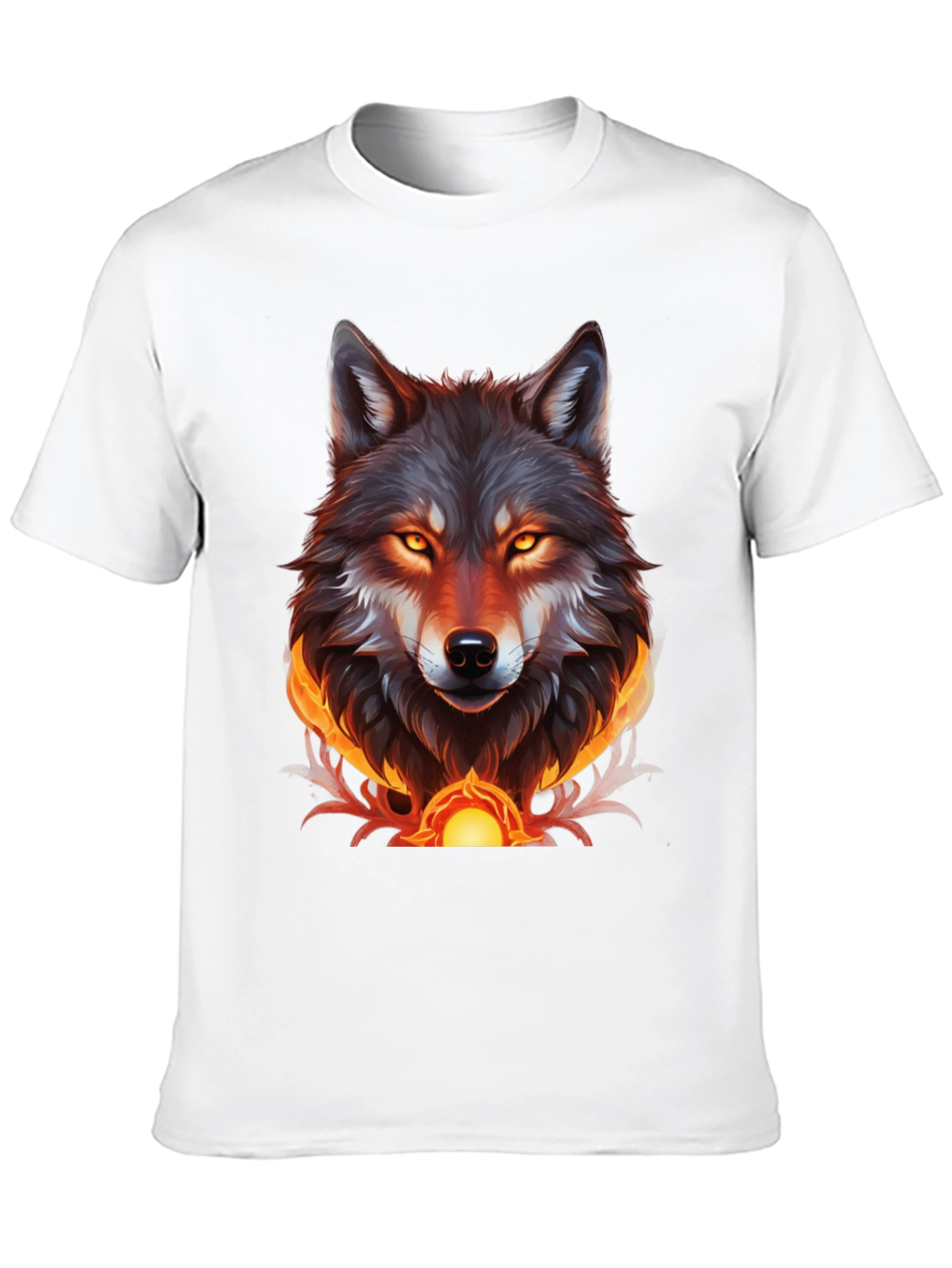 Black Fiery Wolf Graphic Tee - Bold Black T-Shirt view 10