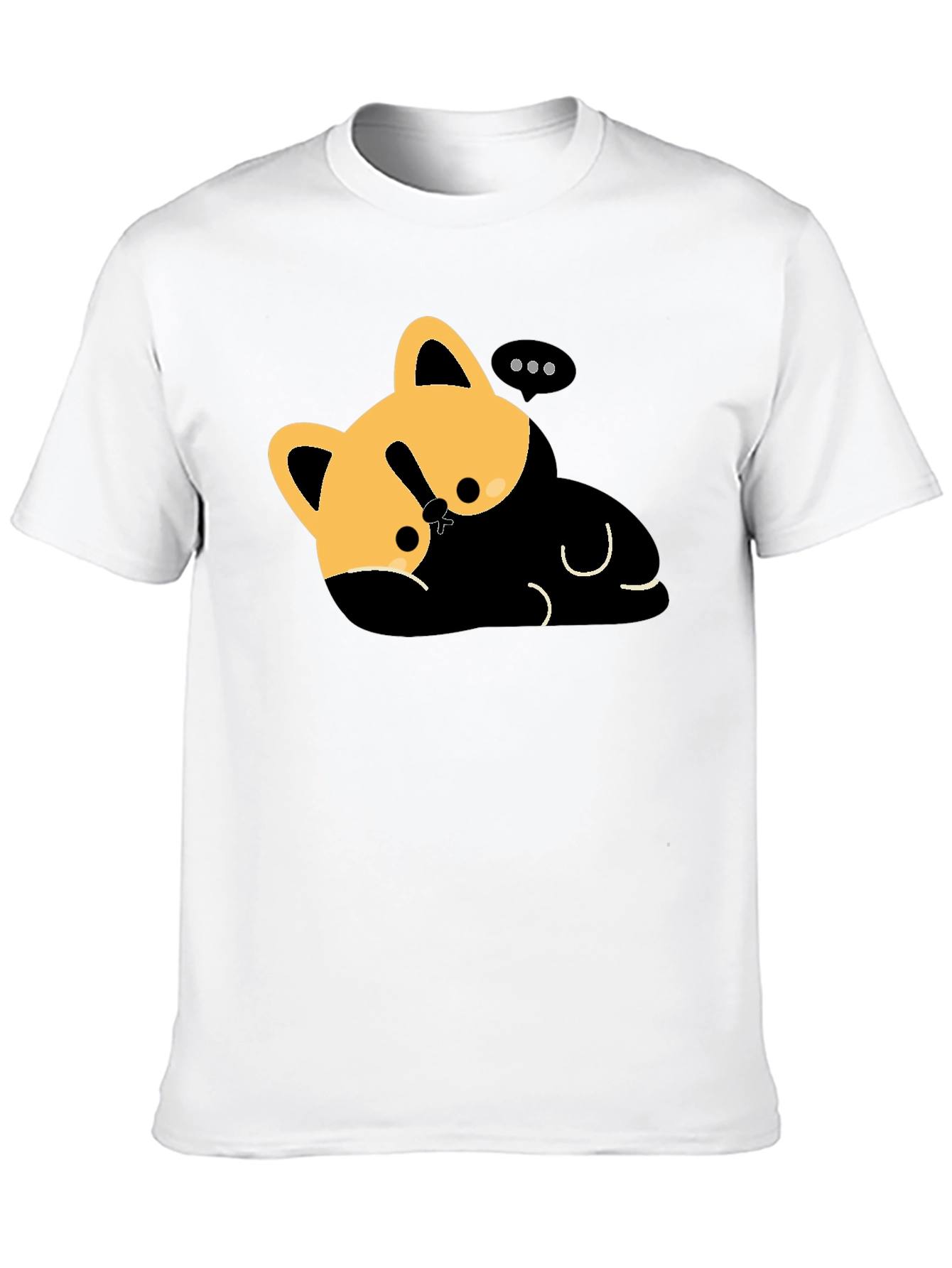 Black Cute Cat Nap T-Shirt - Relaxed Fit, Black view 10