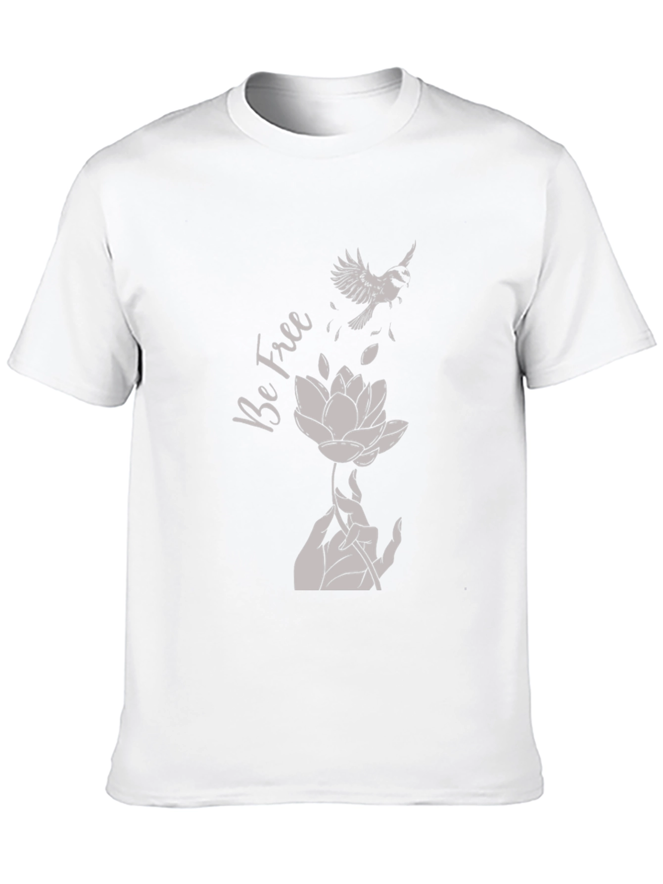 Black Be Free Graphic Tee - Bird & Lotus Design view 10