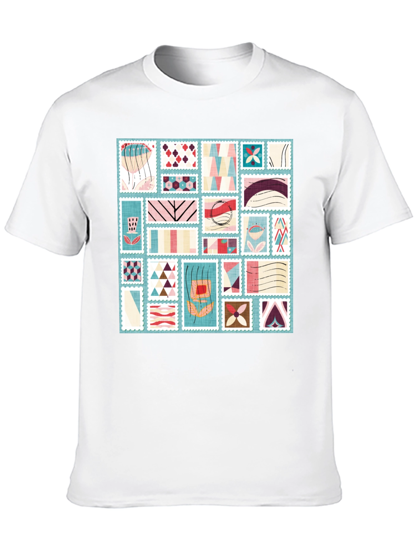 Black Abstract Stamp Print Tee - Modern Graphic T-Shirt view 10