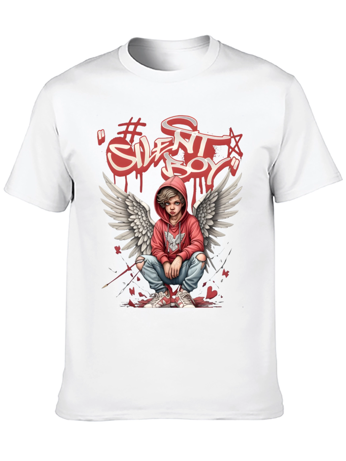 Black Silent Boy Graphic Tee - Black Cotton T-Shirt view 10