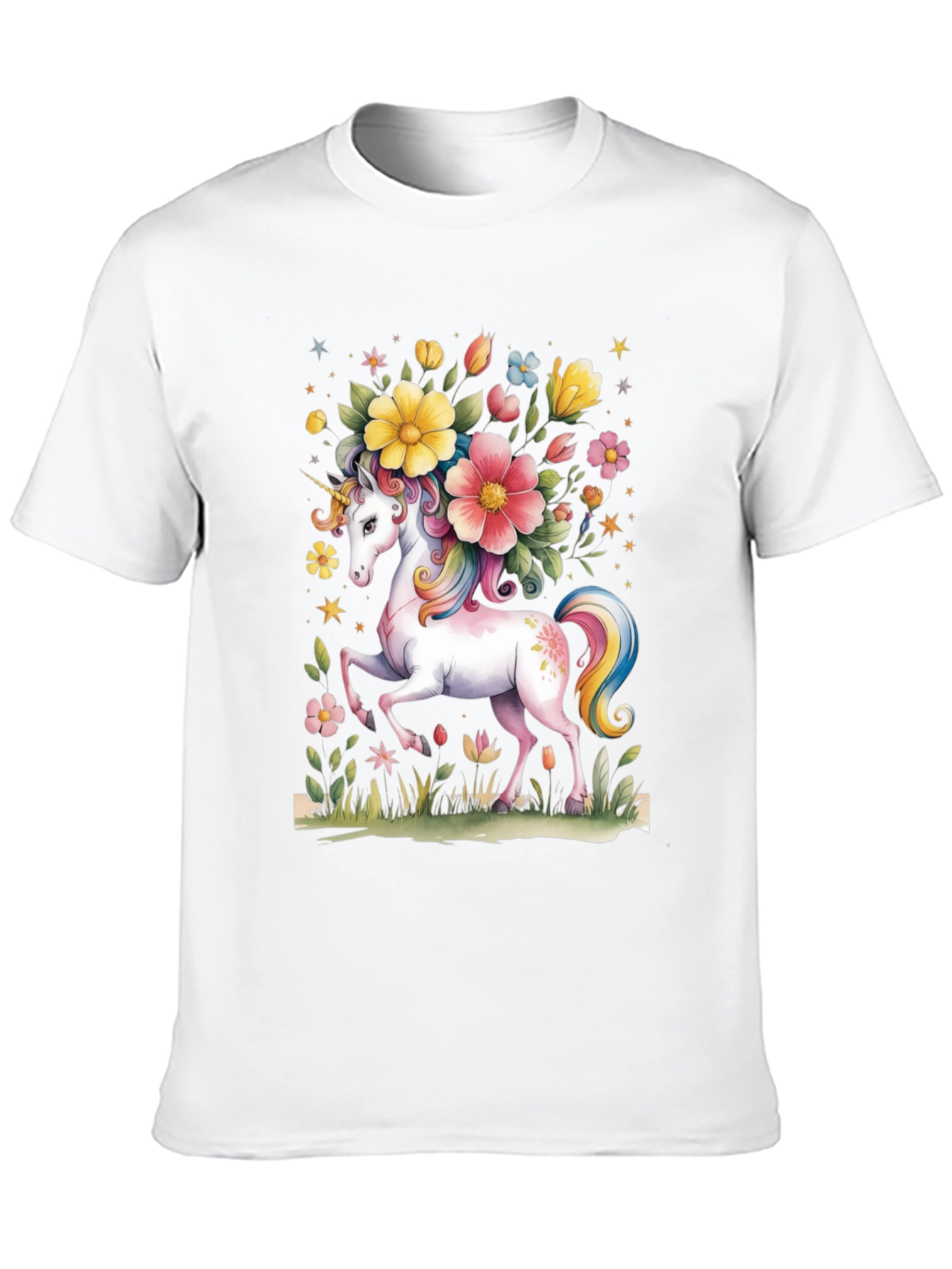 Black Unicorn Floral Graphic Tee - Black Cotton T-Shirt view 10