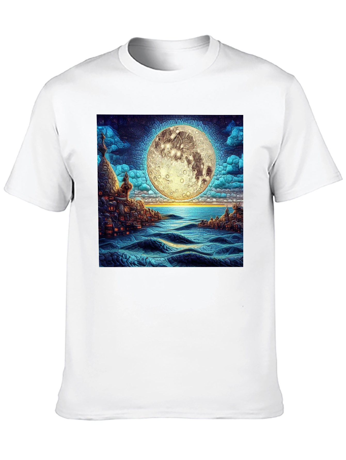 Black Moonlit Cityscape Graphic Tee view 10