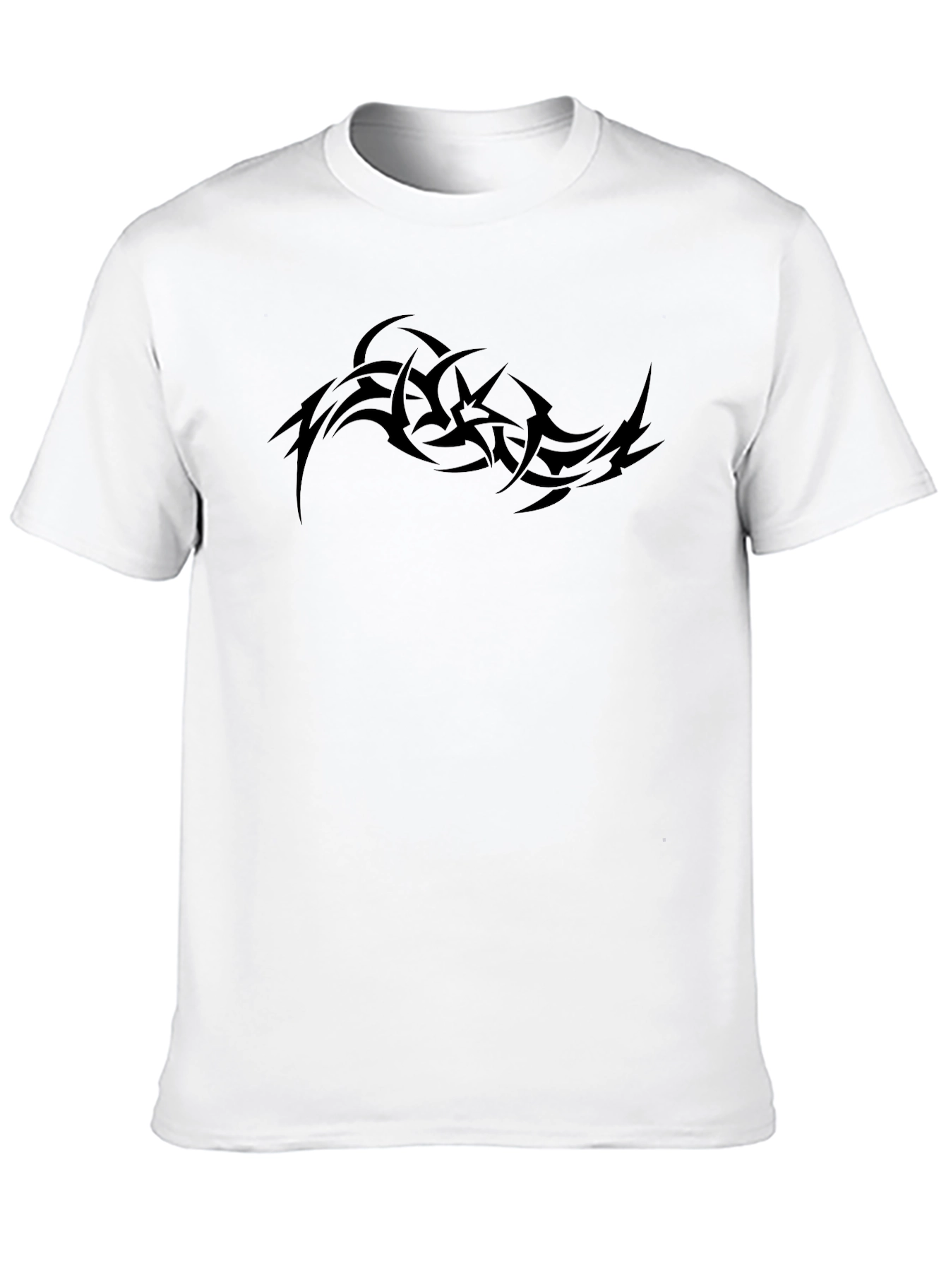 Black Men's Black Graphic Tee - Tribal Tattoo Design view 10
