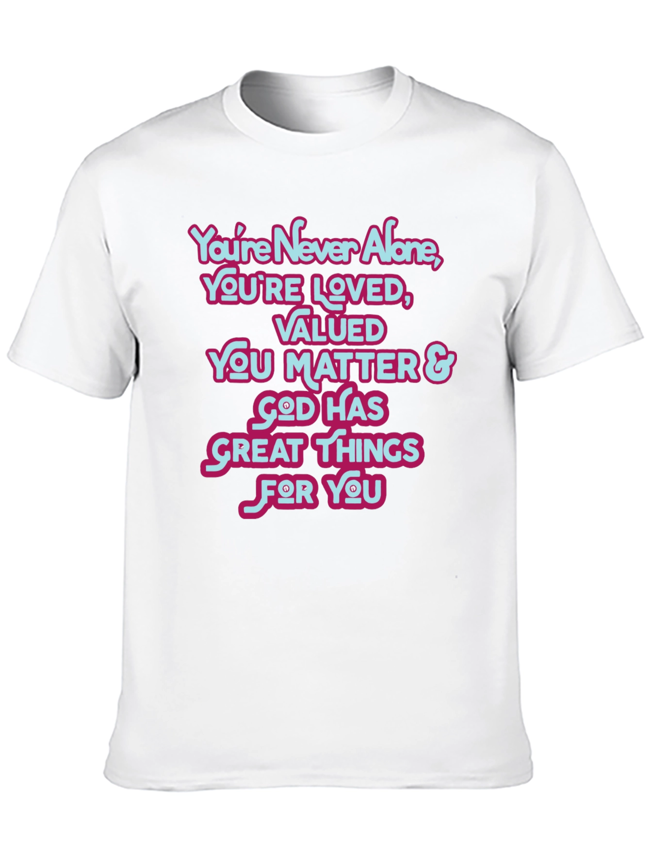 Black Inspirational T-Shirt: You're Never Alone Christian Tee view 10