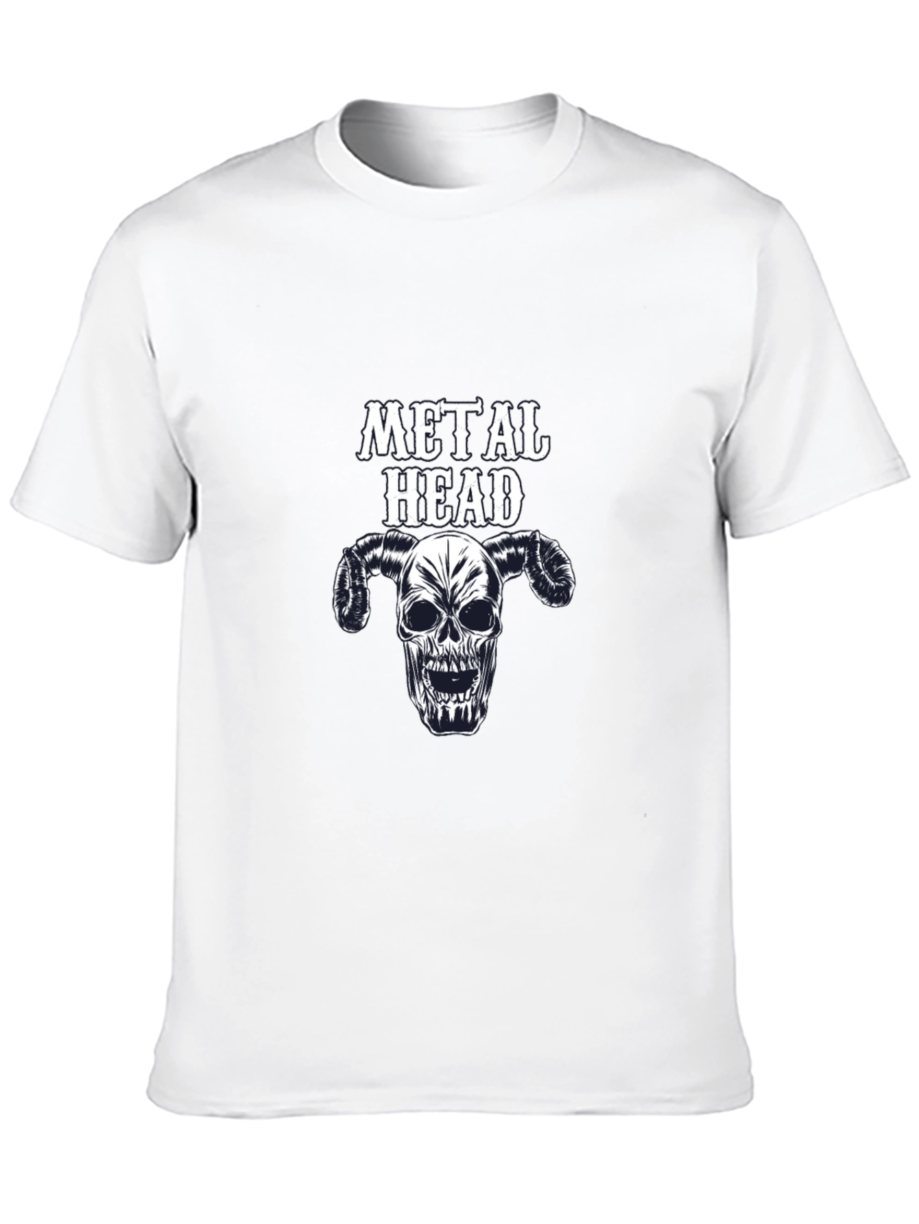 Metal Head Graphic Tee - Skull Horns Black T-Shirt - 10