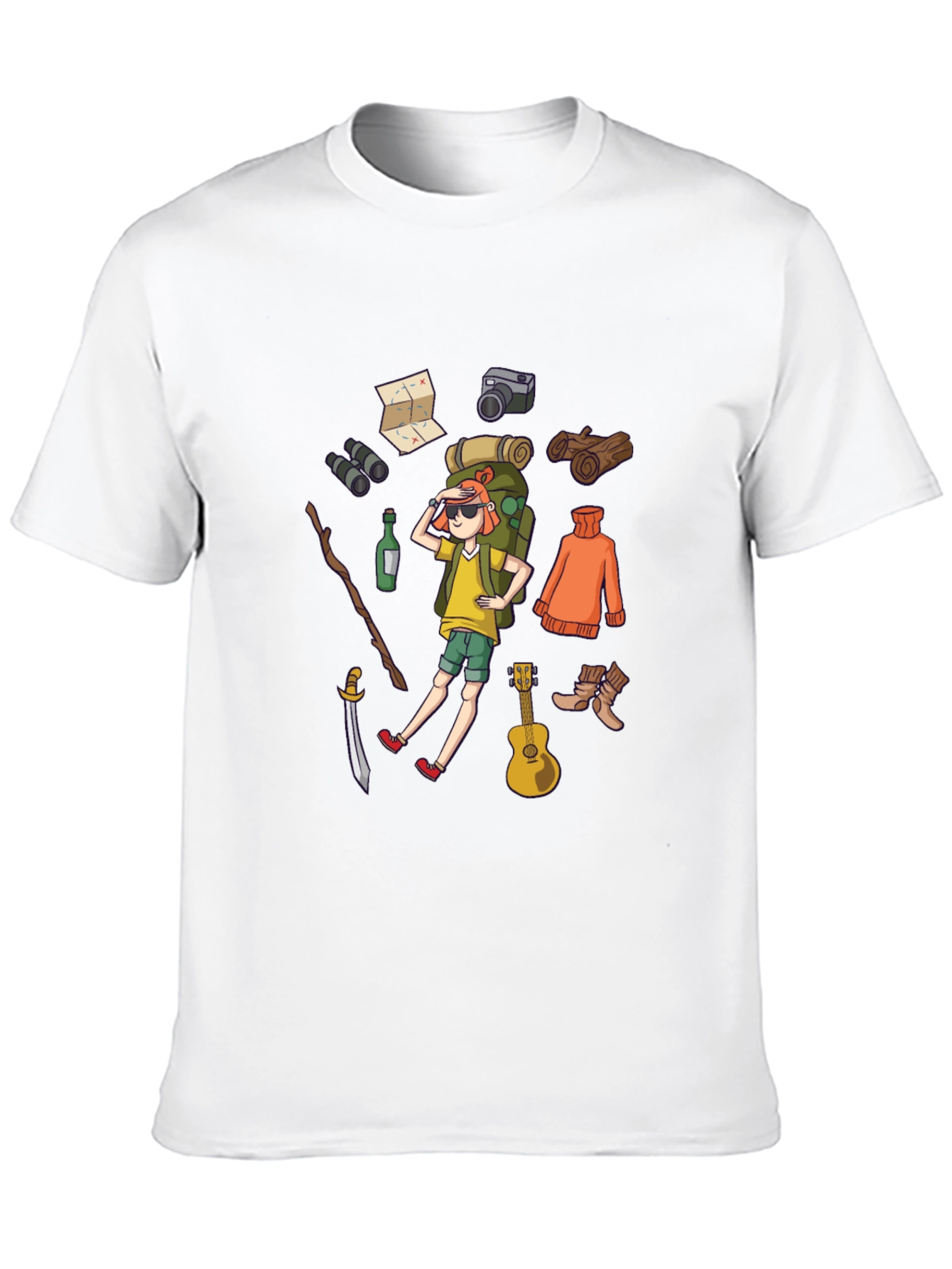 Black Cartoon Hiker Black T-Shirt view 10