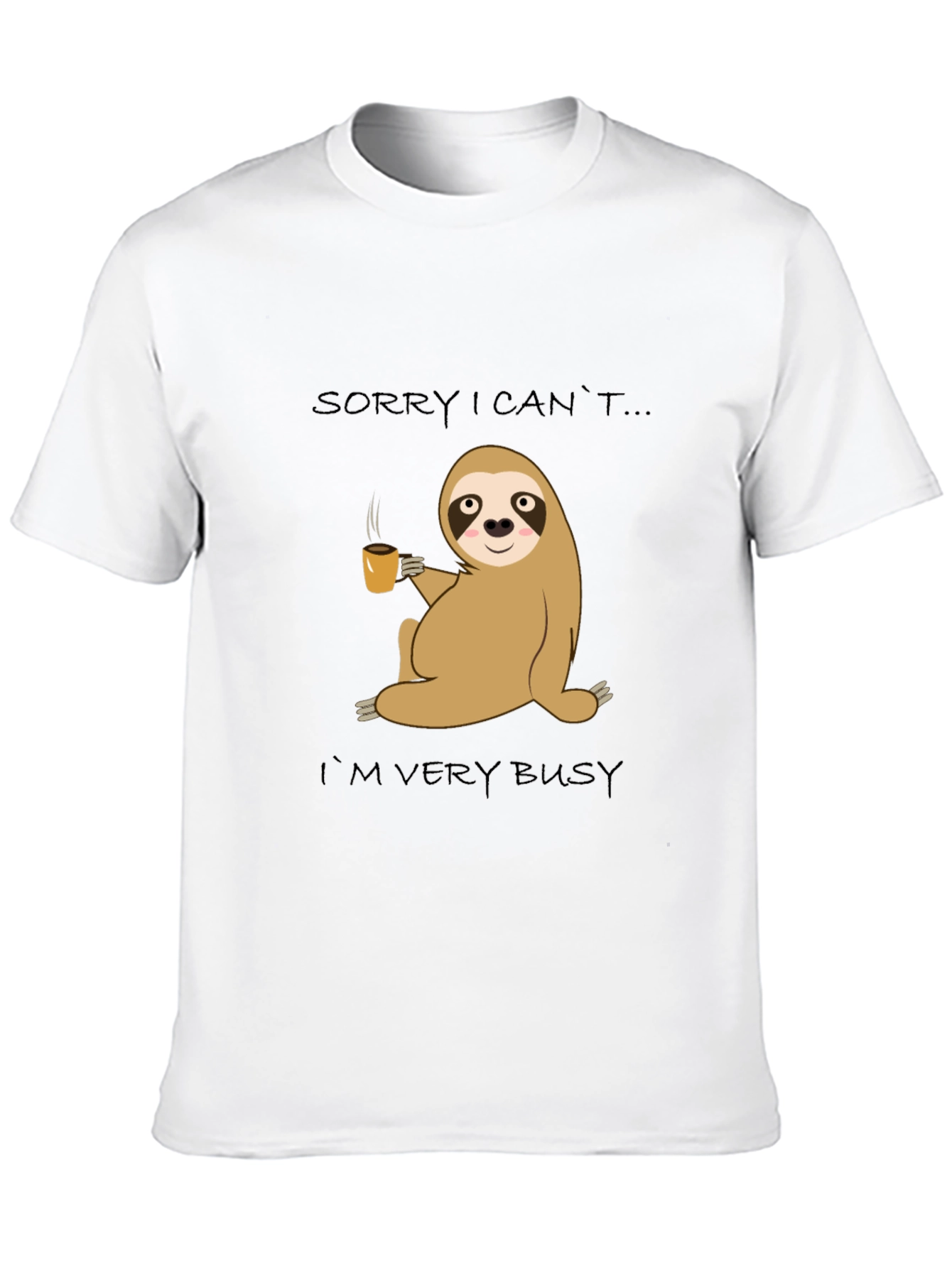 Black Busy Sloth Coffee T-Shirt - Relaxed & Comfy Style view 10