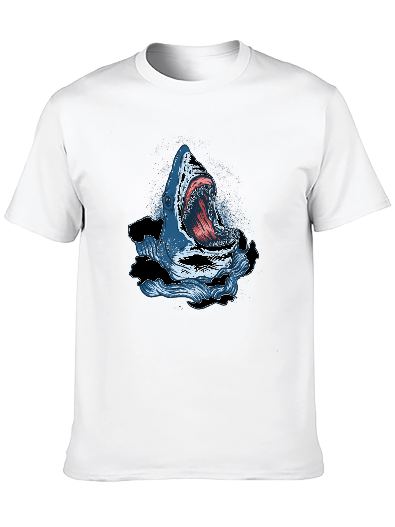 Black Shark Attack Graphic Print Crew Neck T-Shirt view 10