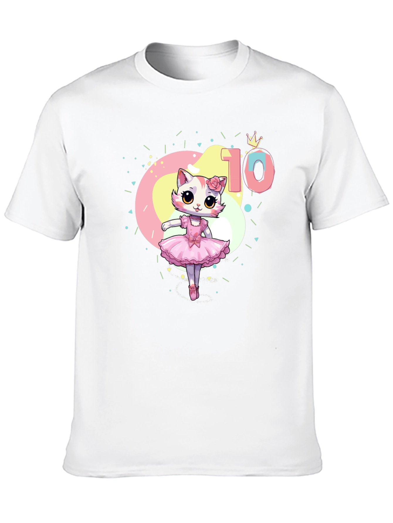Black Cute Cat Ballerina 10th Birthday T-Shirt view 10