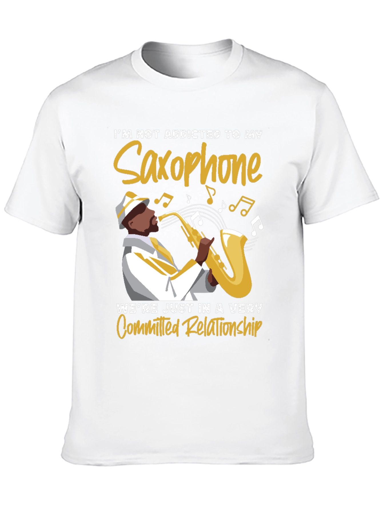 Black Saxophone Lover T-Shirt: Committed Relationship Tee view 10