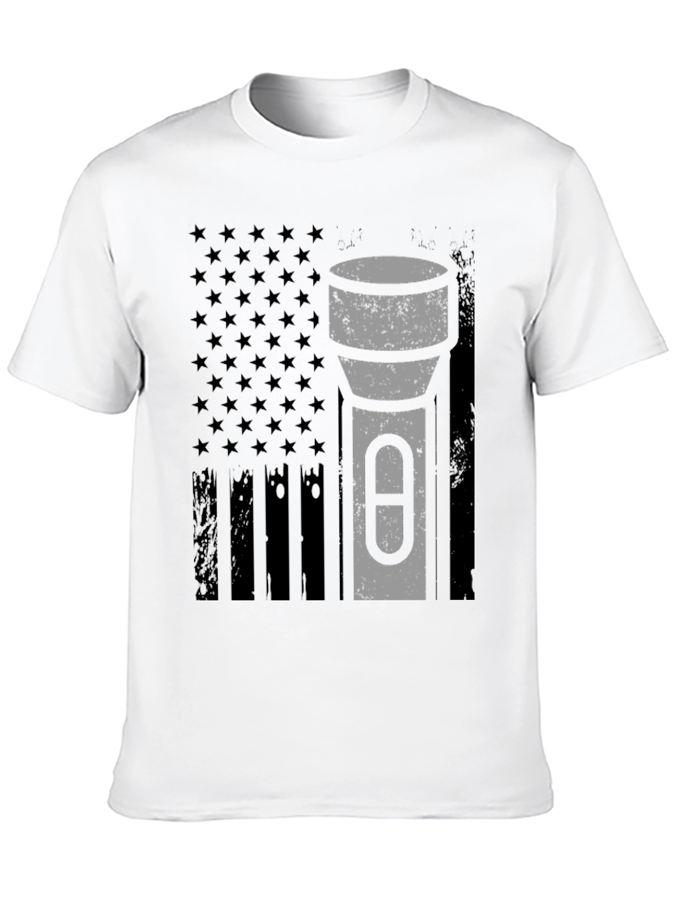 Black American Flag Tactical Flashlight T-Shirt view 10