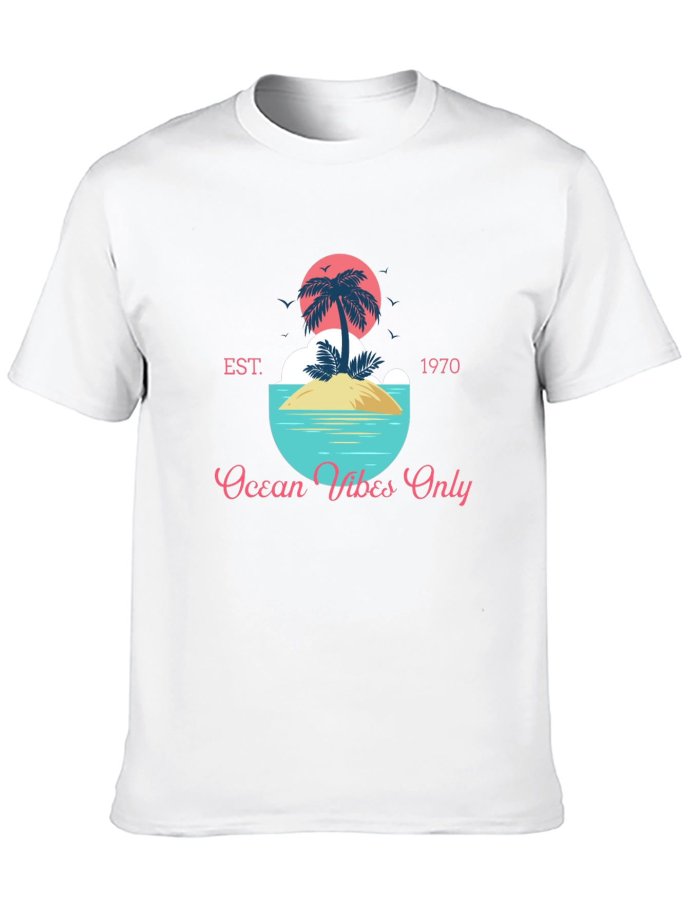Black Ocean Vibes Only T-Shirt - Tropical Island Design view 10