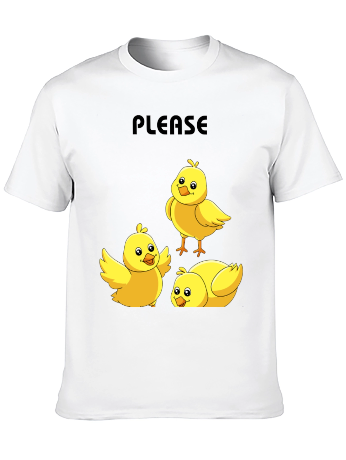Black Please Chick T-Shirt - Cute Cartoon Animal Tee view 10