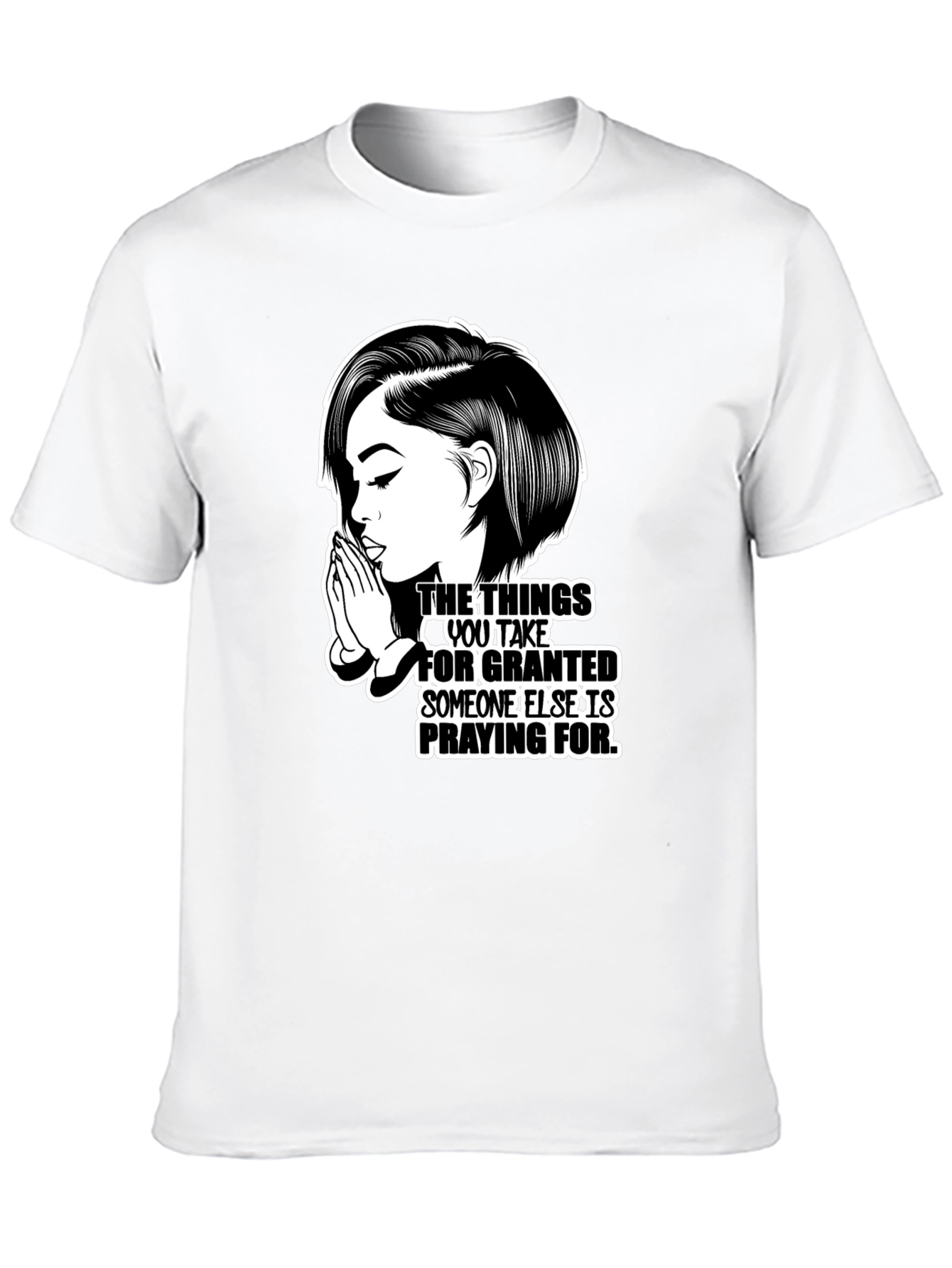 Black Praying Woman Graphic T-Shirt - Black view 10