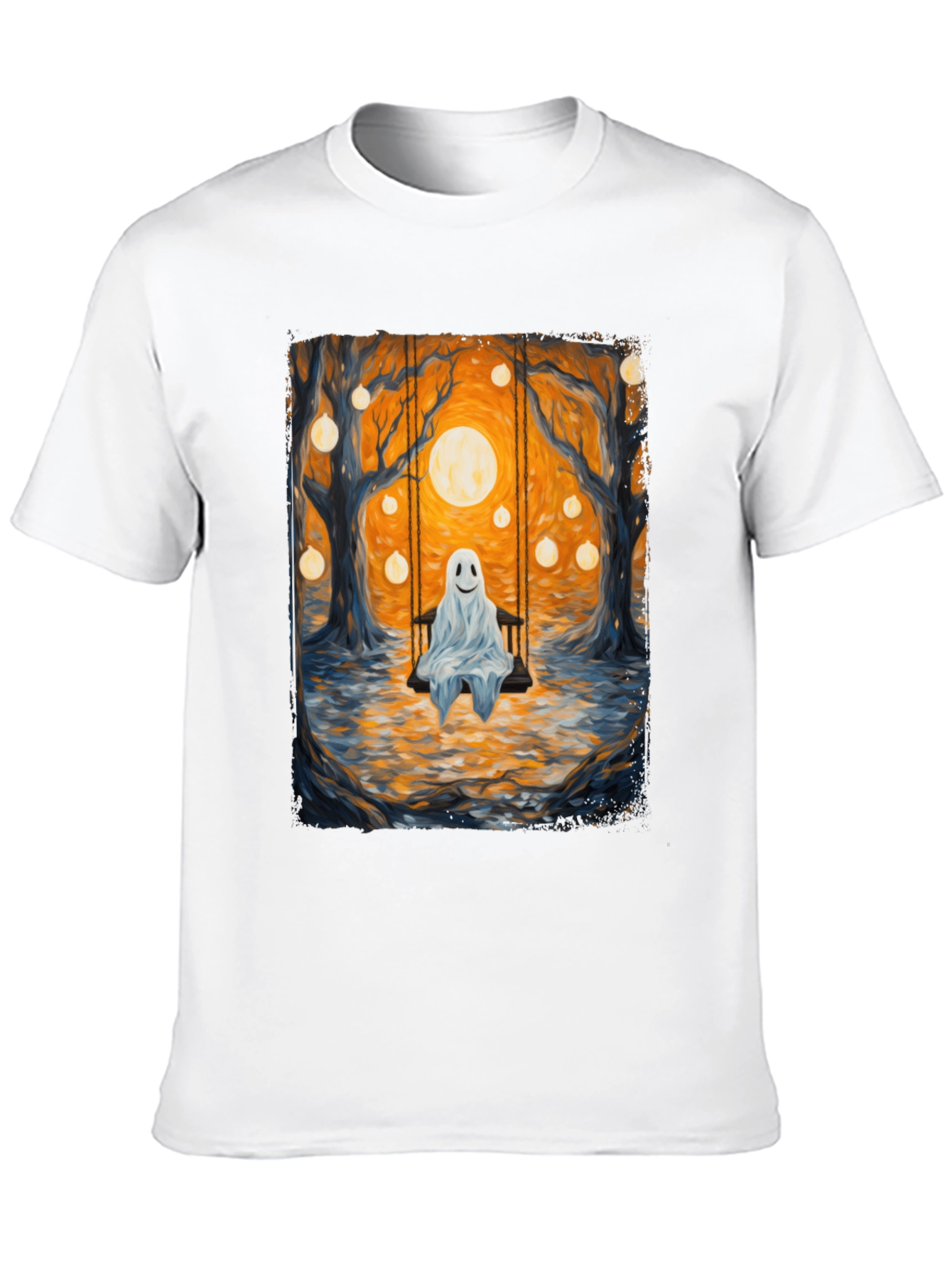 Black Ghost on Swing T-Shirt - Spooky Season view 10