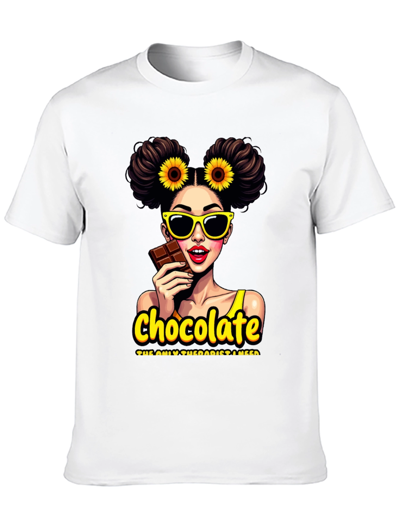 Black Chocolate Therapist Graphic Tee - Black Cotton T-Shirt view 10