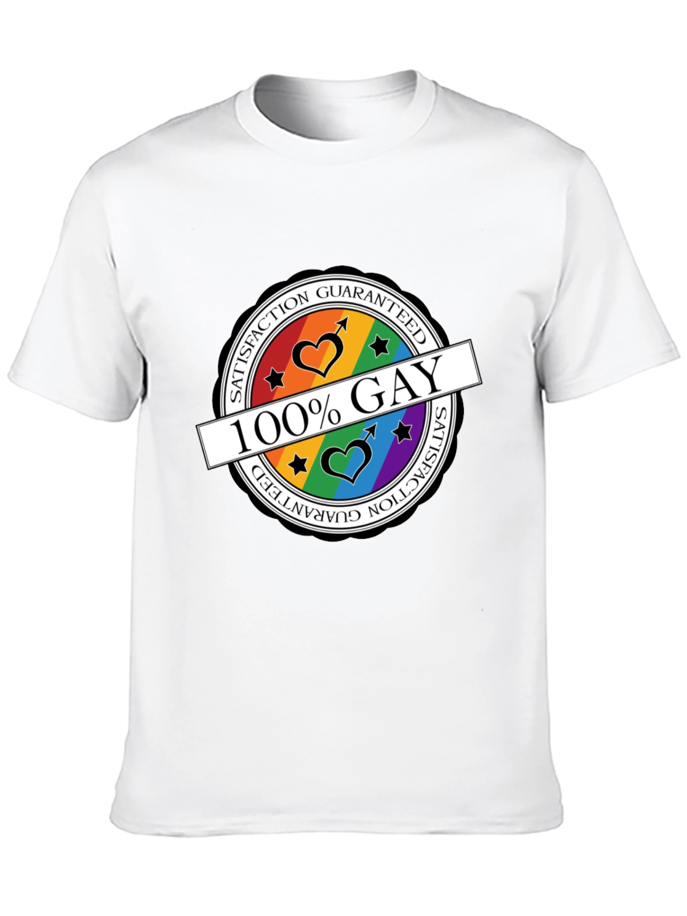 Black 100% Gay Pride T-Shirt - Satisfaction Guaranteed view 10