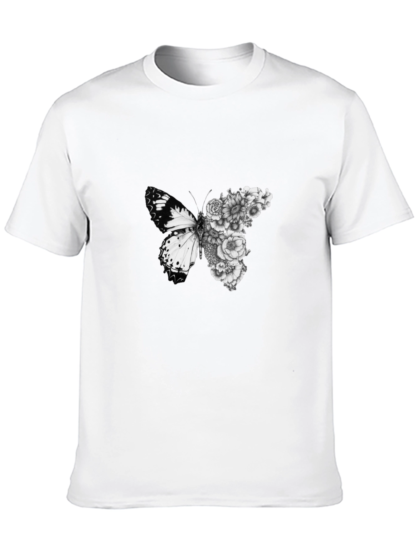 Black Butterfly Floral Graphic Black T-Shirt view 10