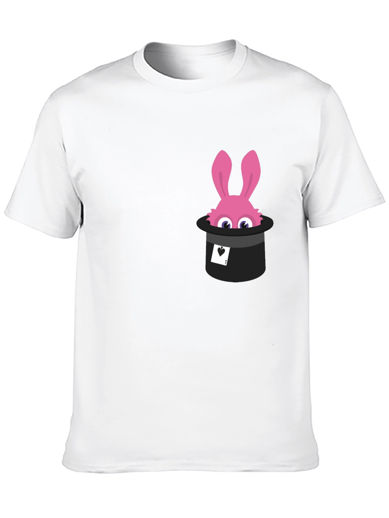 Black Magical Rabbit in Hat Graphic Tee - Black Cotton T-Shirt view 10