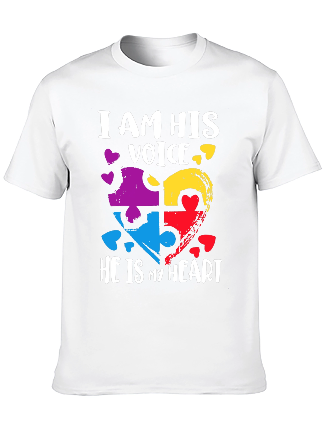 Black Autism Awareness Heart Puzzle T-Shirt view 10