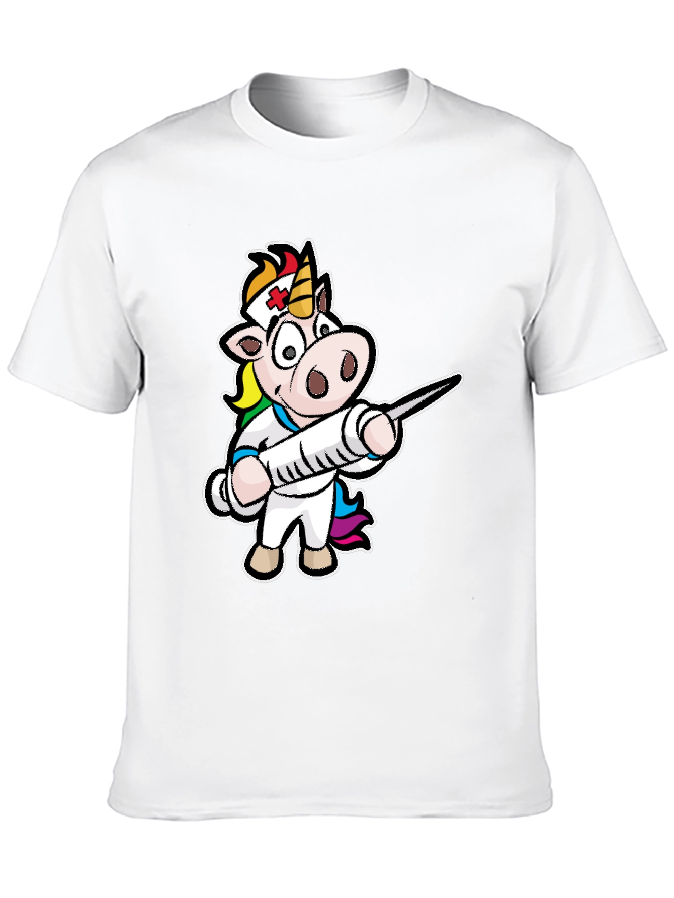 Black Nurse Unicorn T-Shirt - Cartoon Graphic Tee view 10